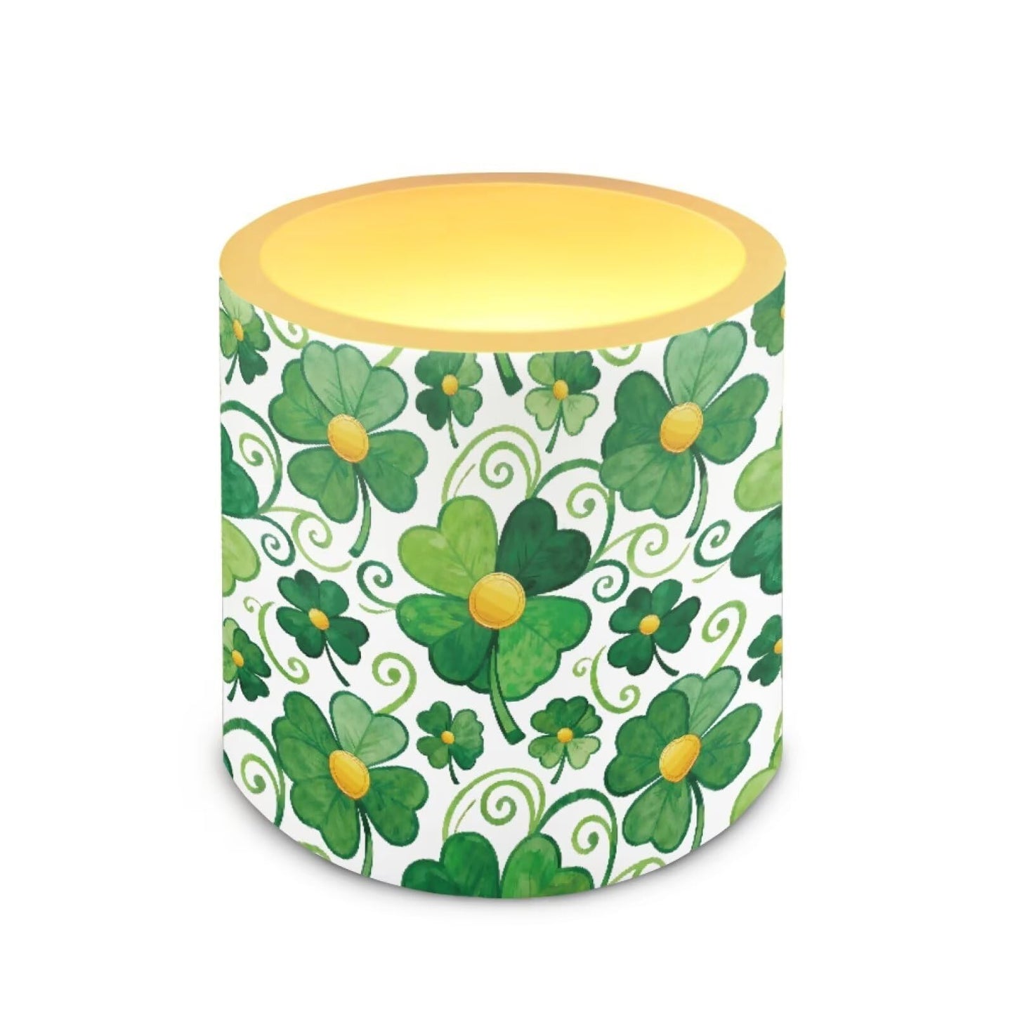 Merkmak 4Pcs LED Candles Bulk Stylish Shamrocks Flickering Flameless Candles with Remote and Timer Battery Operated Pillar Tea Lights for Indoor Outdoor St Paddy's Day Party Decoration