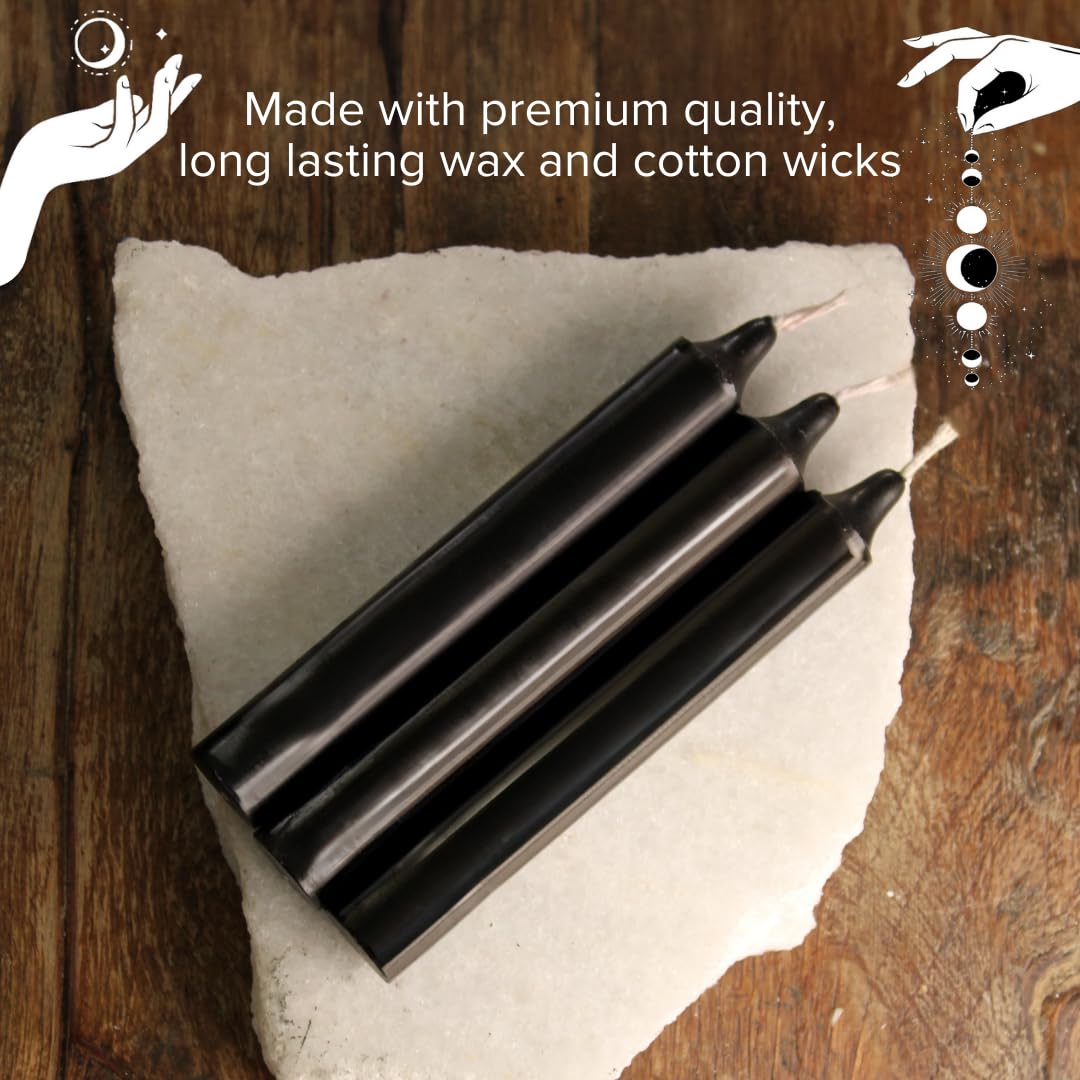 Simply Soson 5 inch Ritual Taper Candles Bulk, Mini Taper Candles - 24 Black Chime Spell Candles - Small Taper Candle Stick, Use as Witchcraft Supplies, Altar Unscented Prayer Candle
