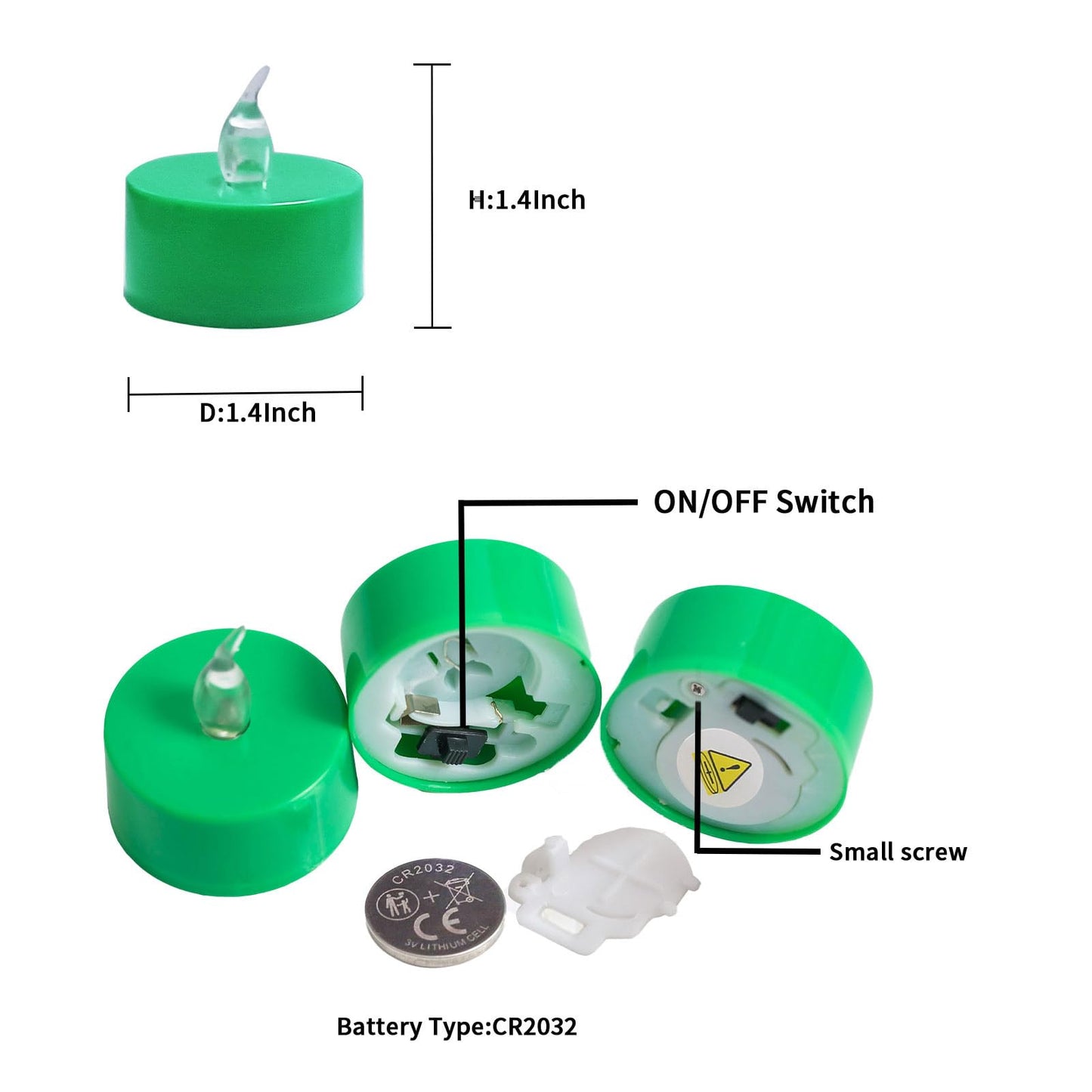 LANKER 24 Pack LED Tea Lights Candles, Flickering Green Flameless Tealights, Long Lasting Battery Operated Fake Candles, Decoration for Halloween and Christmas (Green - 24pcs)