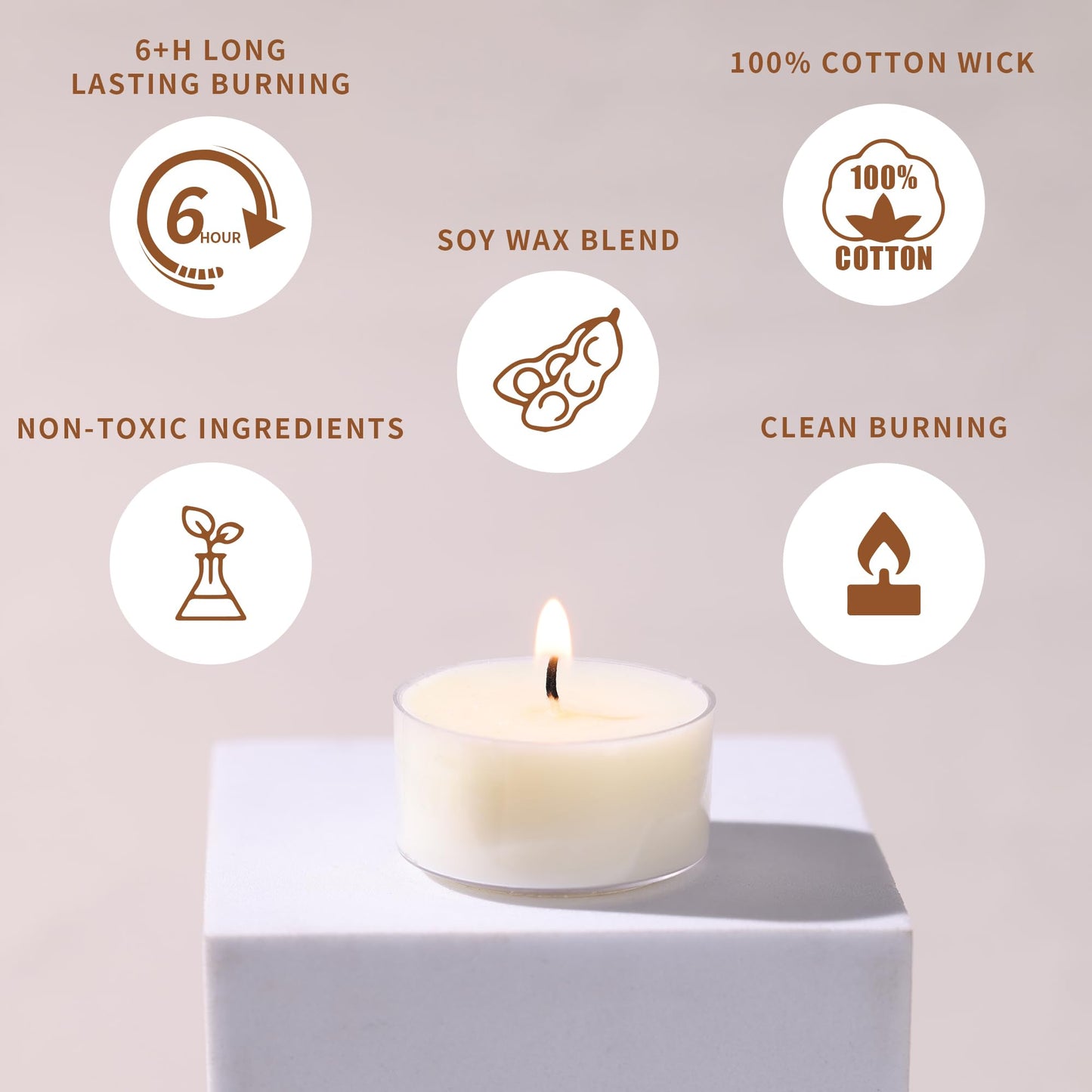DEVI Soy Tea Lights Candles 200 Pack, 6 Hour White Tea Candles Bulk, Soy Wax Tea Lights Bulk-6 Hours Long Burning, Unscented Small Votives Bulk for Wedding Favors, Party Events, Shabbat,Home Decor