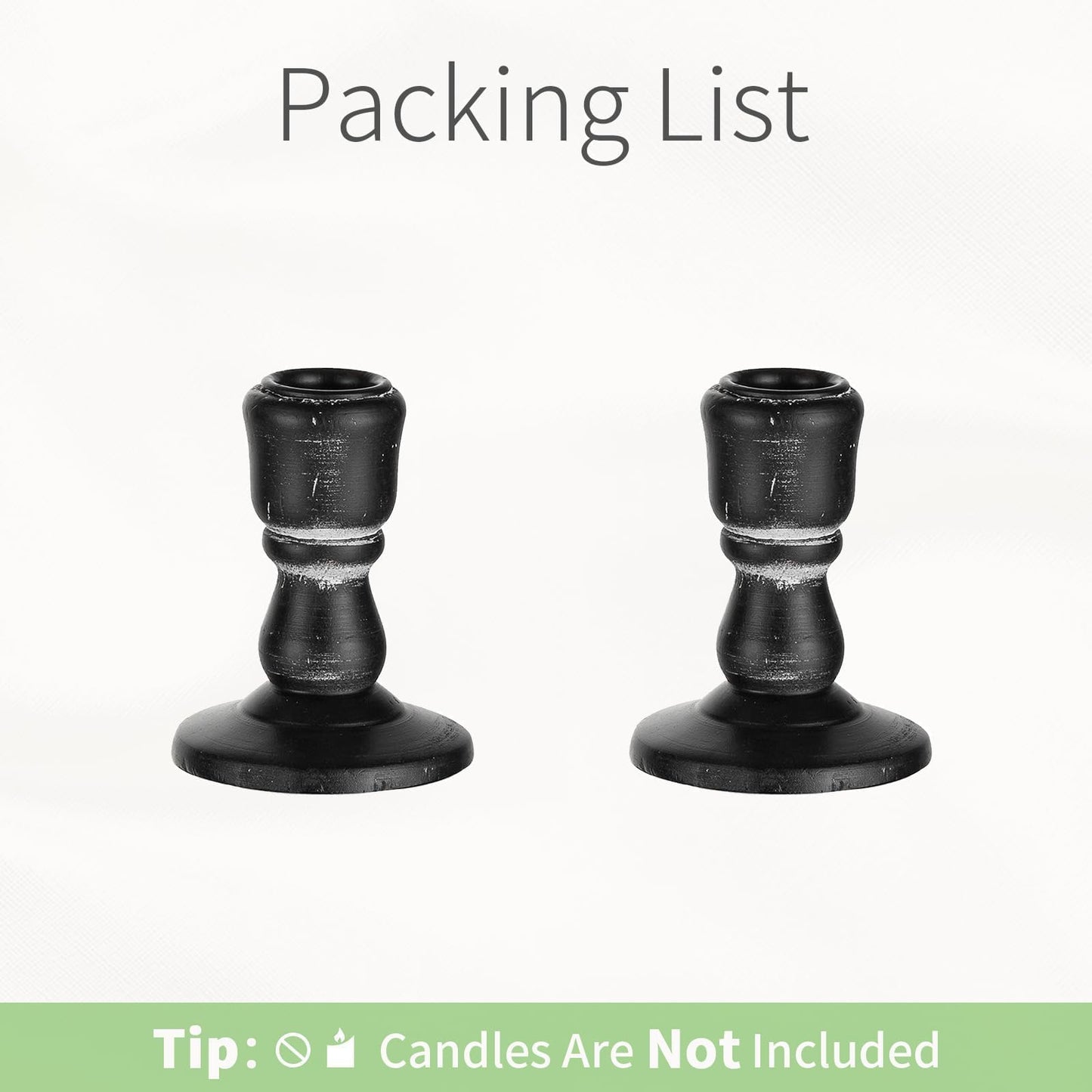 Inweder Wooden Taper Candle Holders: Wood Candlestick Holders Rustic Black Farmhouse Fall Decor for Halloween Living Room Dinning Table Centerpiece Christmas Set of 2
