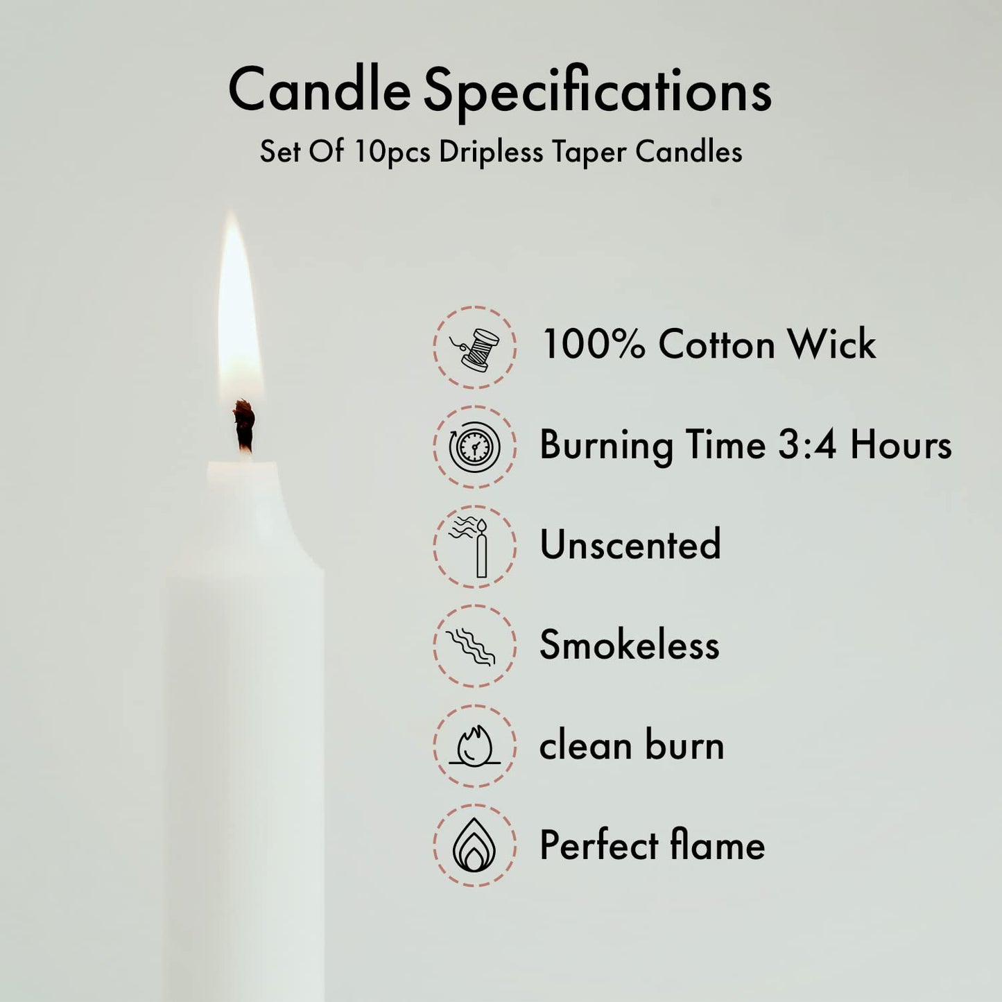 OSHADOW 1/2 Inch Taper Candle Thin 8" Lenght- 1/2 Inch Diameter - Skinny Taper Candles - Skinny Candlesticks - White Candlesticks - Thin Candlestick 1/2 - Candle Sticks White Candles