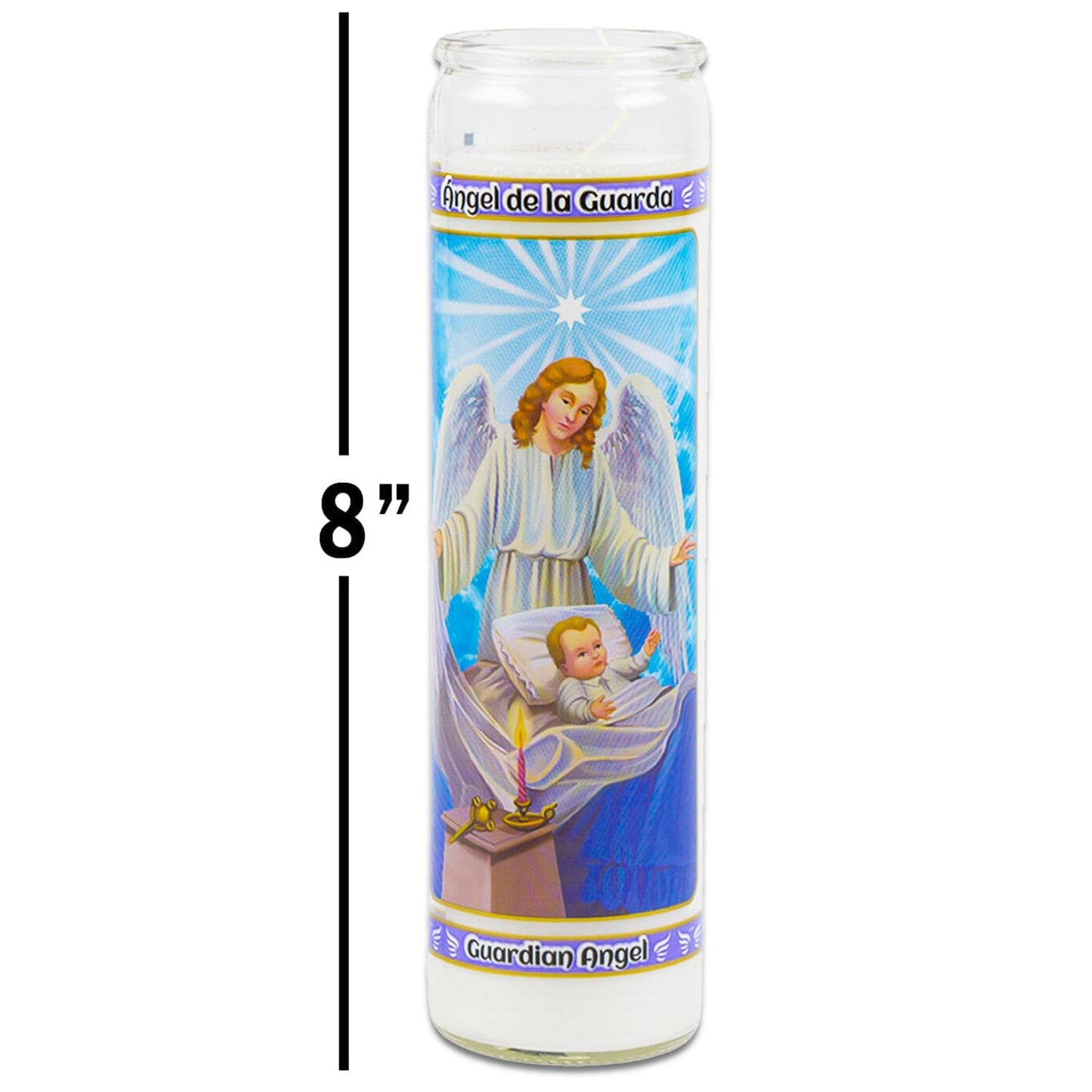 Guardian Angel Prayer Candle 6 Pack - 6 Guardian Angel Glass Prayer Candles for Devotionals, Vigils, Prayers, Blessing, Religious Ceremonies, More | Unscented Religious Candles