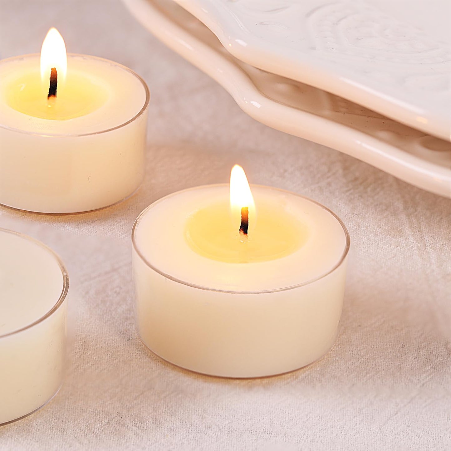 Jasmine Scented Tealight Candles – 14 Pack, 100% Pure Palm Wax, 6-Hour Burn, White Floral Aromatherapy Tea Lights for Romance, Relaxation, Home Spa, Clean Burn & Smokeless