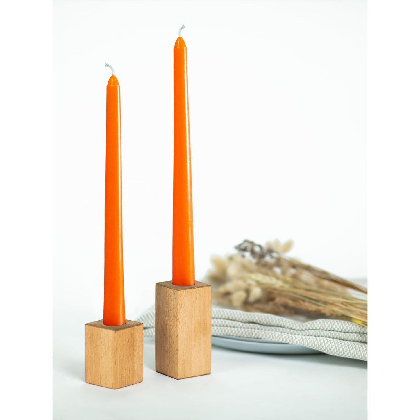 CANDWAX 10 inch Orange Taper Candles Set of 12 — Dripless Unscented Orange Candlesticks for Halloween Decorations, Dinner Table Centerpiece or Thanksgiving Décor