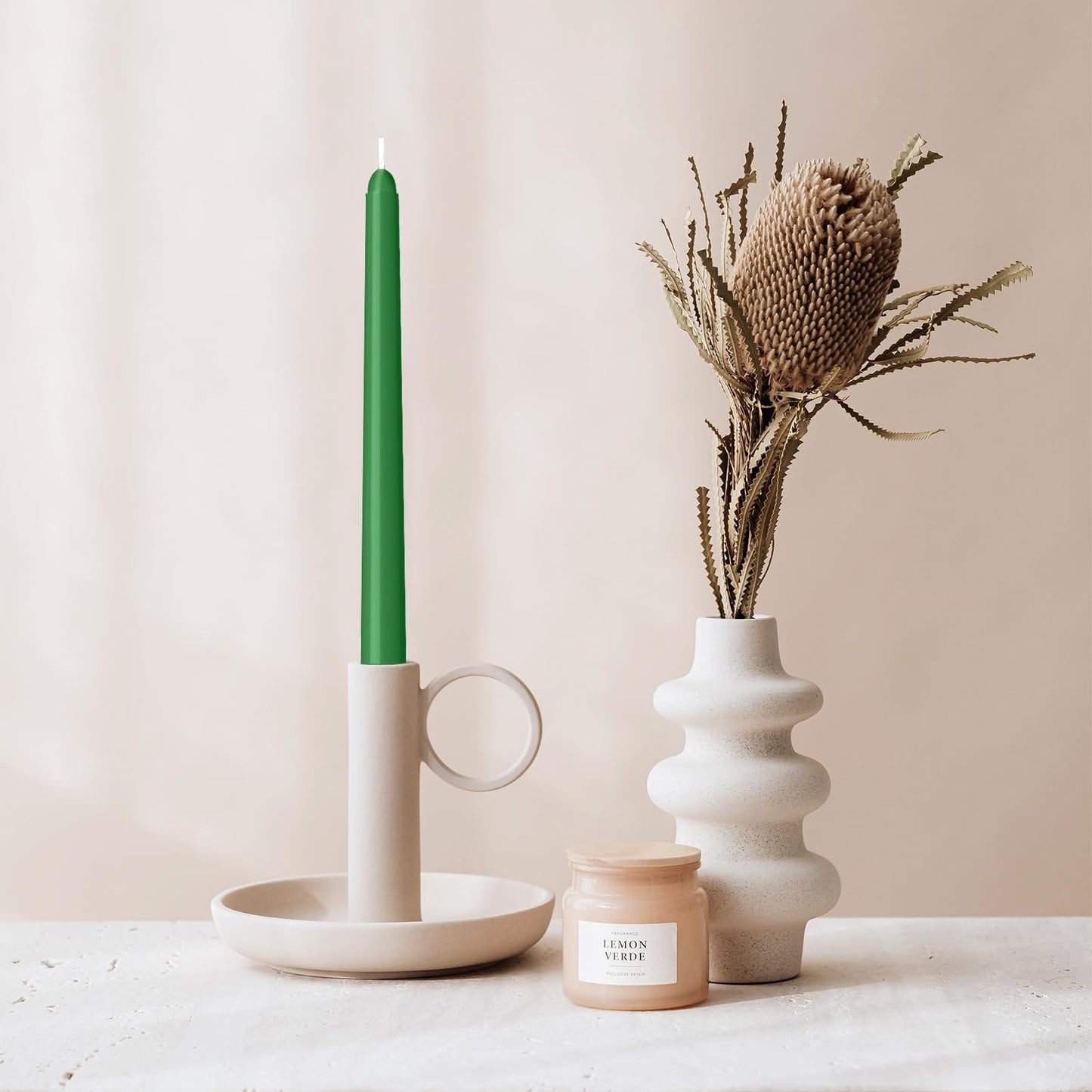 12 Pack Green Taper Candles 10 inch - Taper Candles Dripless, Smokeless, Unscented - 8 Hours Long Burning - Hand Poured Tall Candlesticks - Perfect for Home Decor, Weddings, and Special Occasions