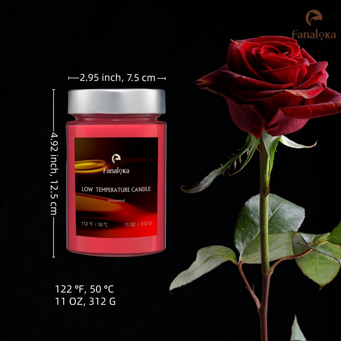 Low Temperature Candles for Wax Play, Low Heat, Body Safe, Unscented Dripping Candles for Valentine’s, Wedding, Home Decor, 122 °F(50 °C), 11 oz, Peelable Wax (Red)