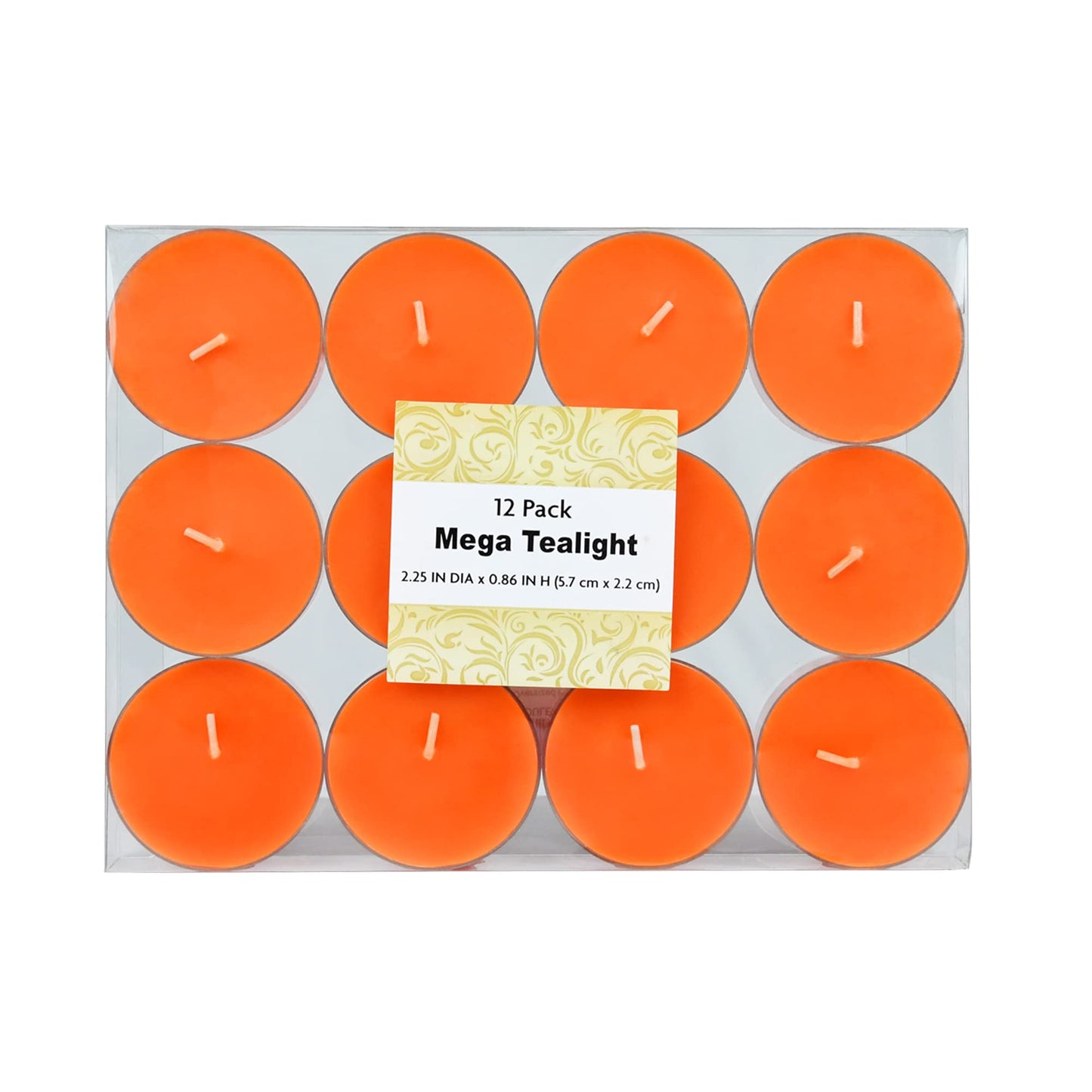 Zest Candle 12-Piece Tealight Candles, Mega Oversized Orange s