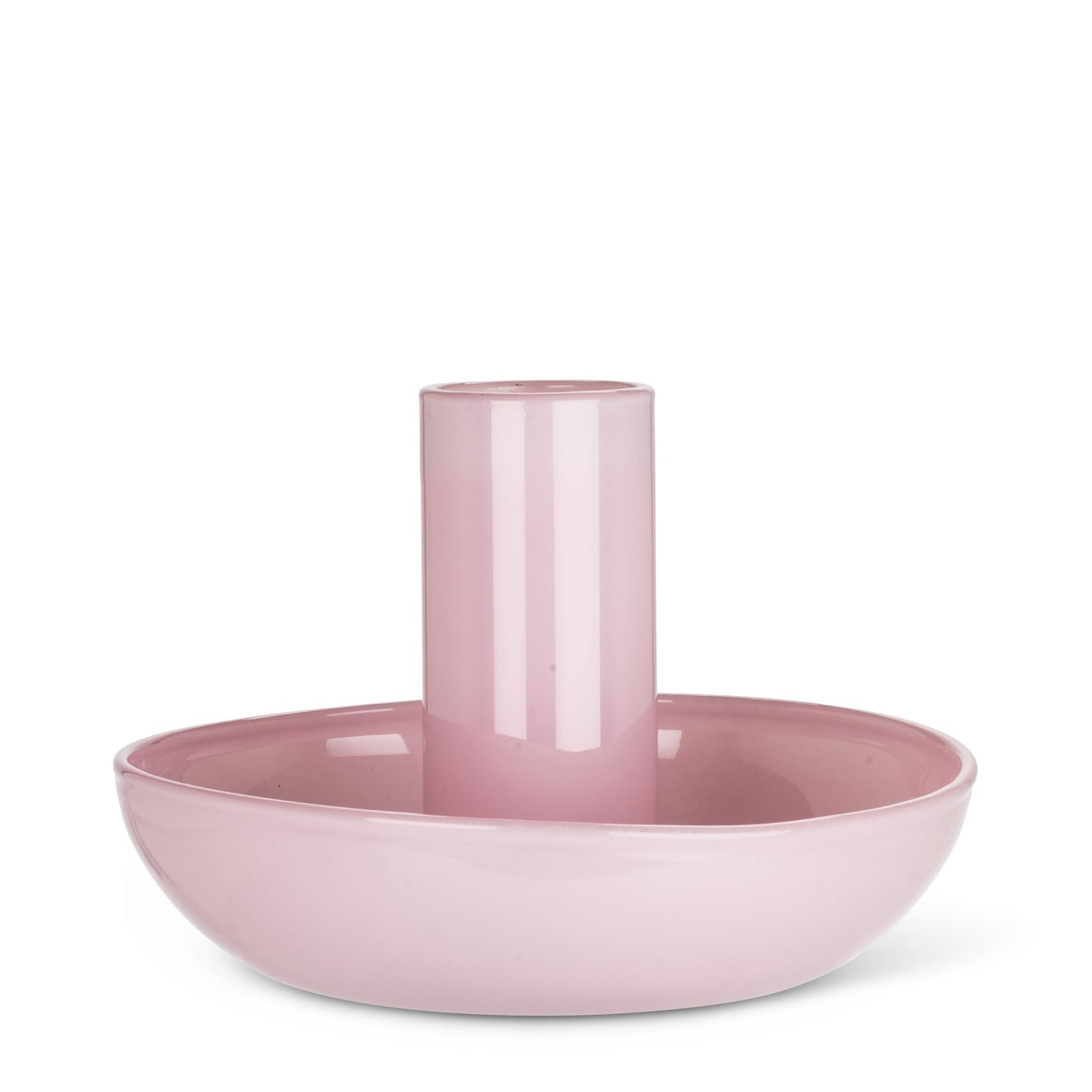 Abbott Collection Small Pipe Taper Candle Holder - Glass, Pink (3.5" D)