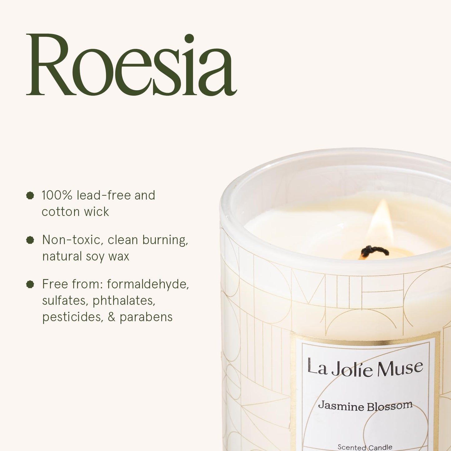 LA JOLIE MUSE Jasmine Scented Candles for Home | Natural Soy Floral Candle | White Jar Candle for Women | Luxury Gifts for Mom | 70 Hrs