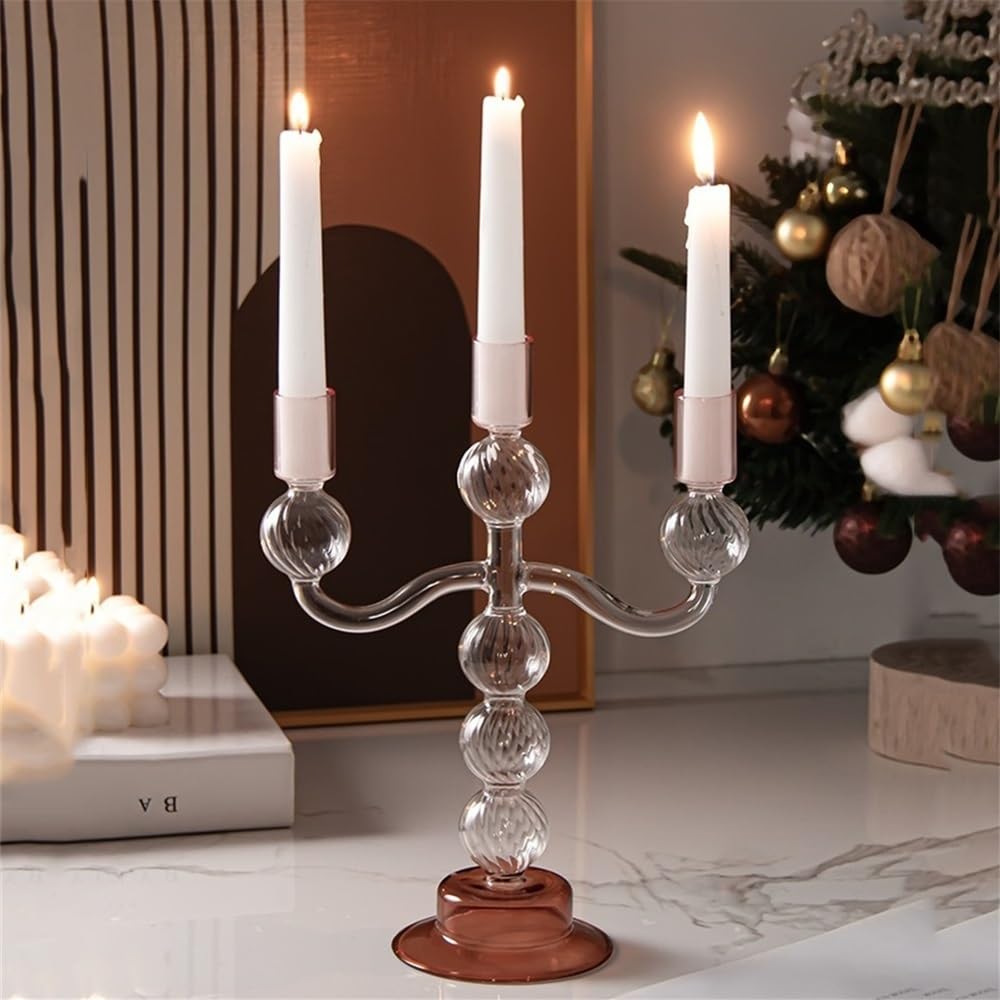 Candlestick Holders European Style Three-Head Glass Candlestick Home Decoration Ornaments Wedding Table Candle Holder Candle Holders
