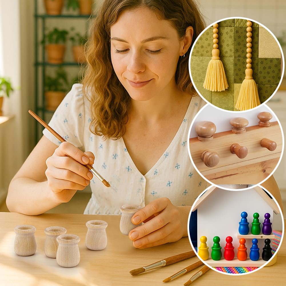 PH PandaHall 20pcs Candle Cups, Wood Candle Holders Unfinished Wooden Candle Cups Wood Dowel Caps Candlesticks Holders for Hand Painting Crafts Home Decor Fireplace Decor, 1 × 1.3 Inch