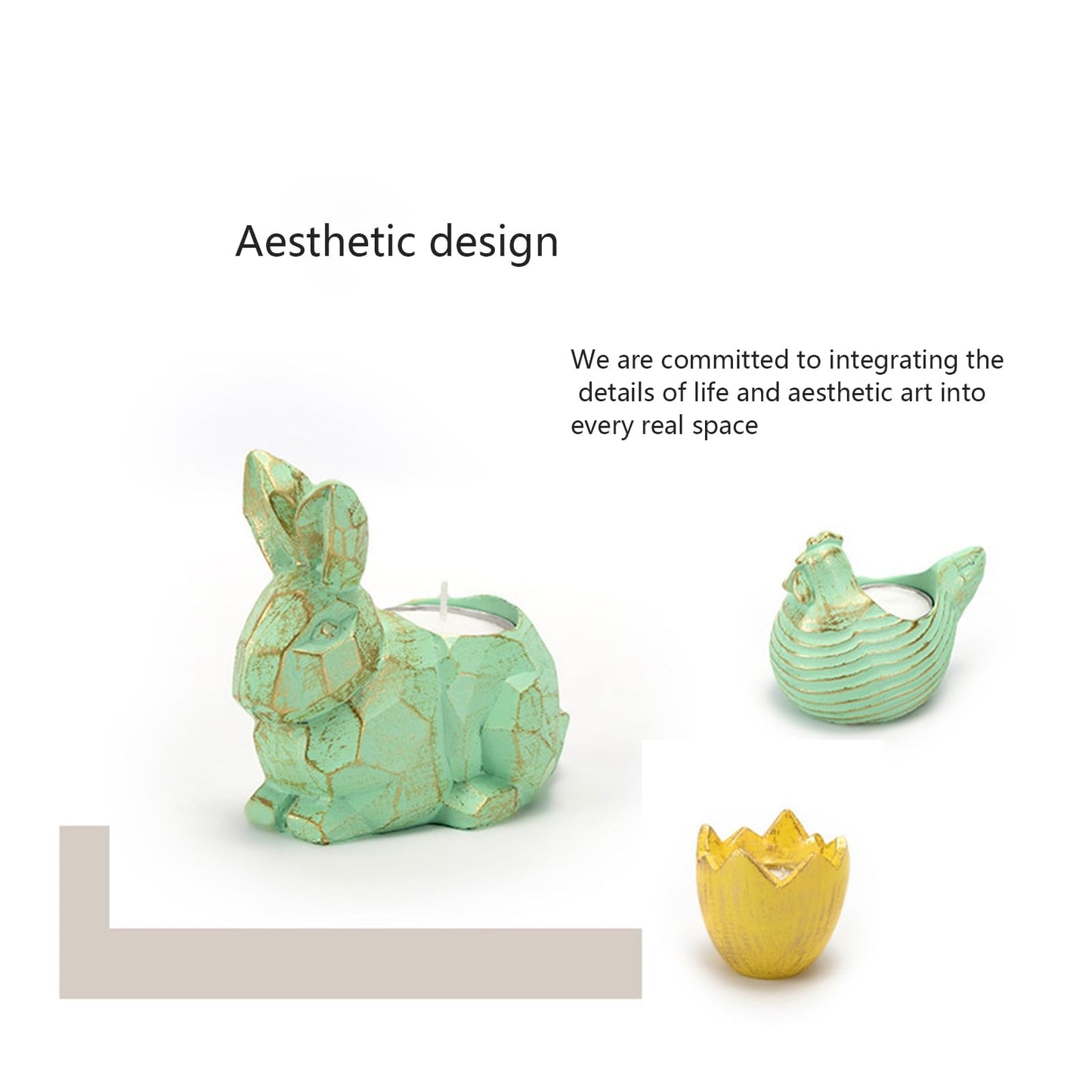 Candlestick Holders Easter Candlestick Home Furnishing Rabbit Animal Candle Tray Snail Eggshell Chicken Shape Candle Holders Party Decoration Candle Holders (Color : 1)