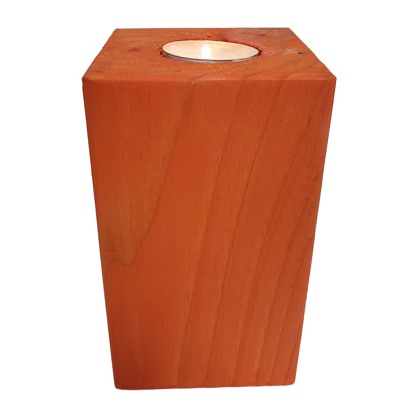 6" Farmhouse Candle Holder Black Pillar Candle Holder Tall Tea Light Candle Holders Block (Orange)