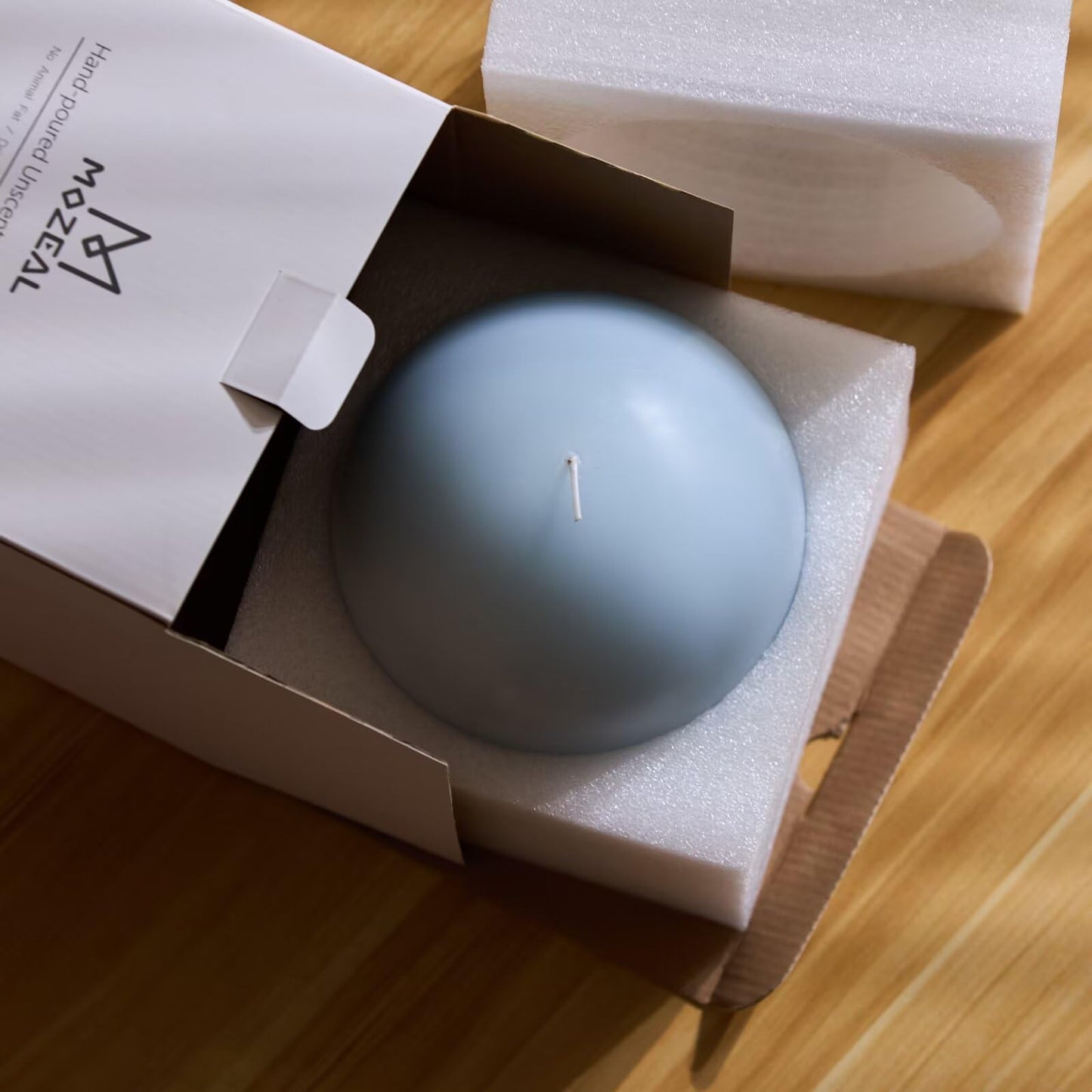 MOZEAL Hand-Poured, 6 Inch Baby Blue Large Round Ball Candles - Elegant Baby Blue Round Pillar Candles, Dripless, Unscented, Smokeless, Ideal for Baby Showers.