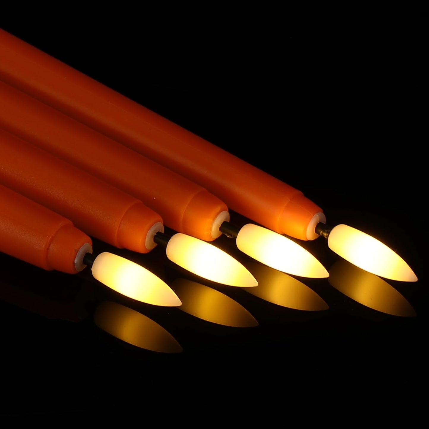 Rossesay 24 Pcs Flameless LED Taper Candles Battery Operated Candle 8.5", 9.65", 10.8", 12.8" Flameless Candlesticks Flickering for Christmas Church Wedding Indoor Decoration(Classic, Orange)