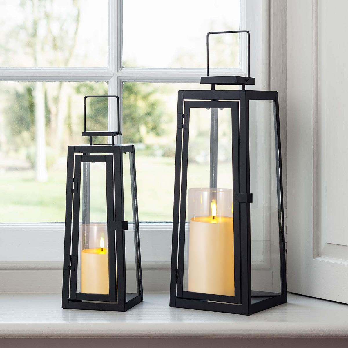 Niceme 9” x 4” Large Waterproof Outdoor Flameless Candles with Remote Control Timer, Flickering LED Pillar Candles Battery Operated for Indoor Outdoor Lanterns Patio Porch Decor, Long Lasting Set of 2