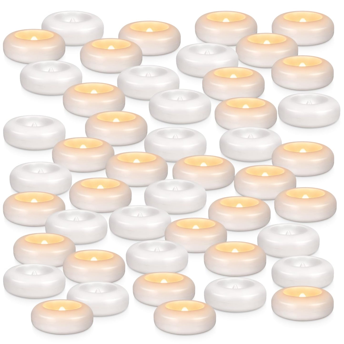 CAKETYCG Set of 48 Waterproof Flameless Floating Tealights, 120+ Hour Warm White Battery Flickering LED Tea Lights Candles - Wedding, Party, Centerpiece, Pool & SPA...