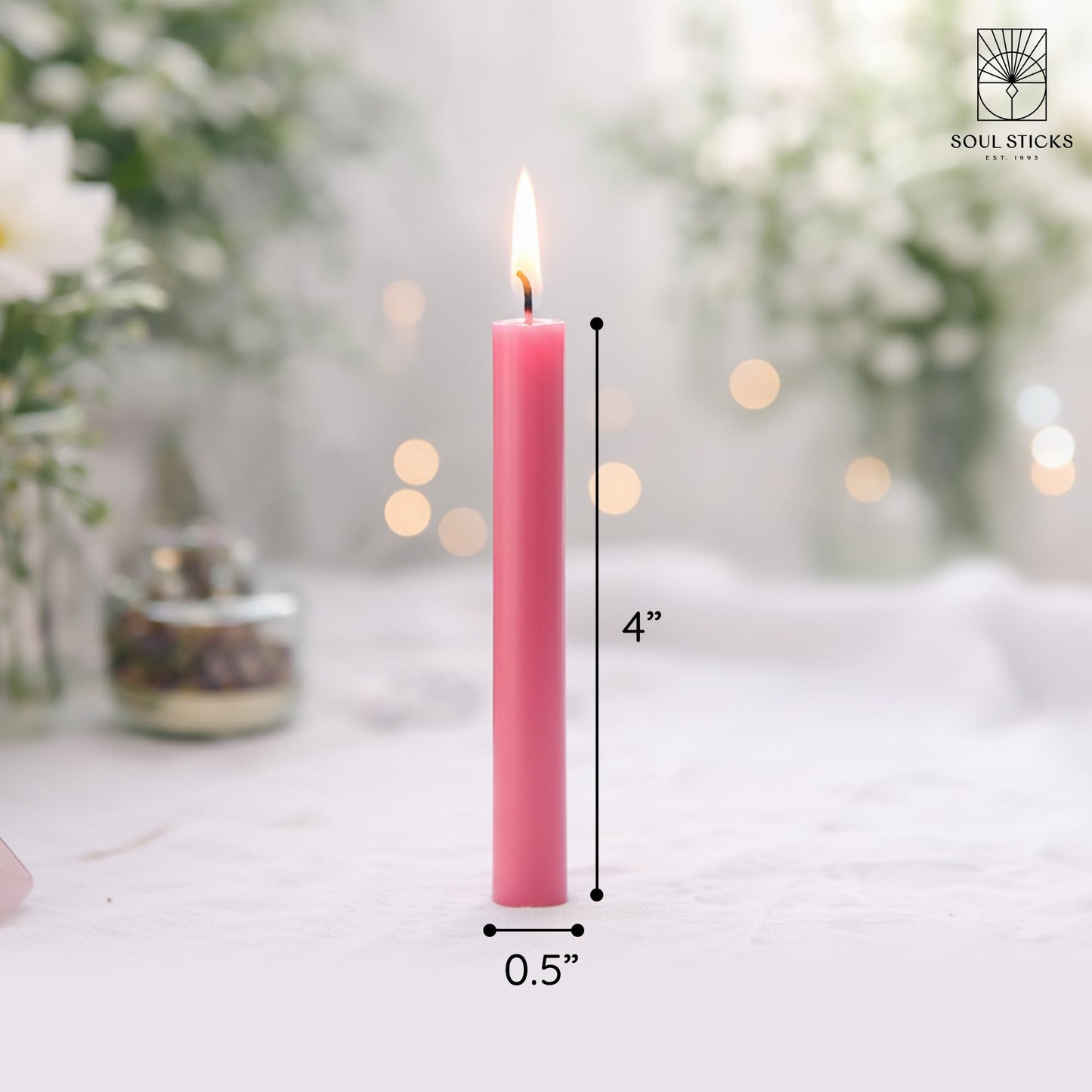 SOUL STICKS Friendship Magic Spell Chime Taper Candles 20 Pack - Ideal for Altar, Rituals, Ceremonies, Meditation Pink Taper Candle for Witchcraft Supplies, Wiccan Supplies, Candles Clearance