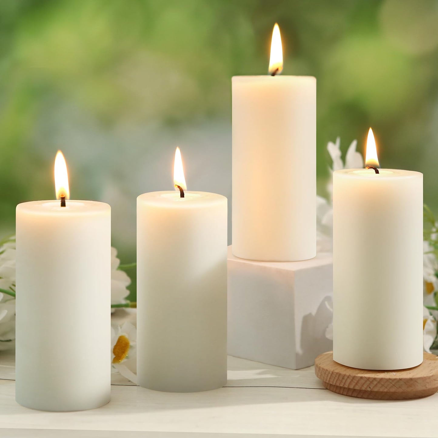 4 Pack Beeswax Pillar Candles,172 Hours Long Burning Pure Off-White Beeswax Candles,Unscented Bees Wax Candle for Home,Prayer,Dripless Smokeless Organic 100% Bees Wax Candle Bulk 2x4in