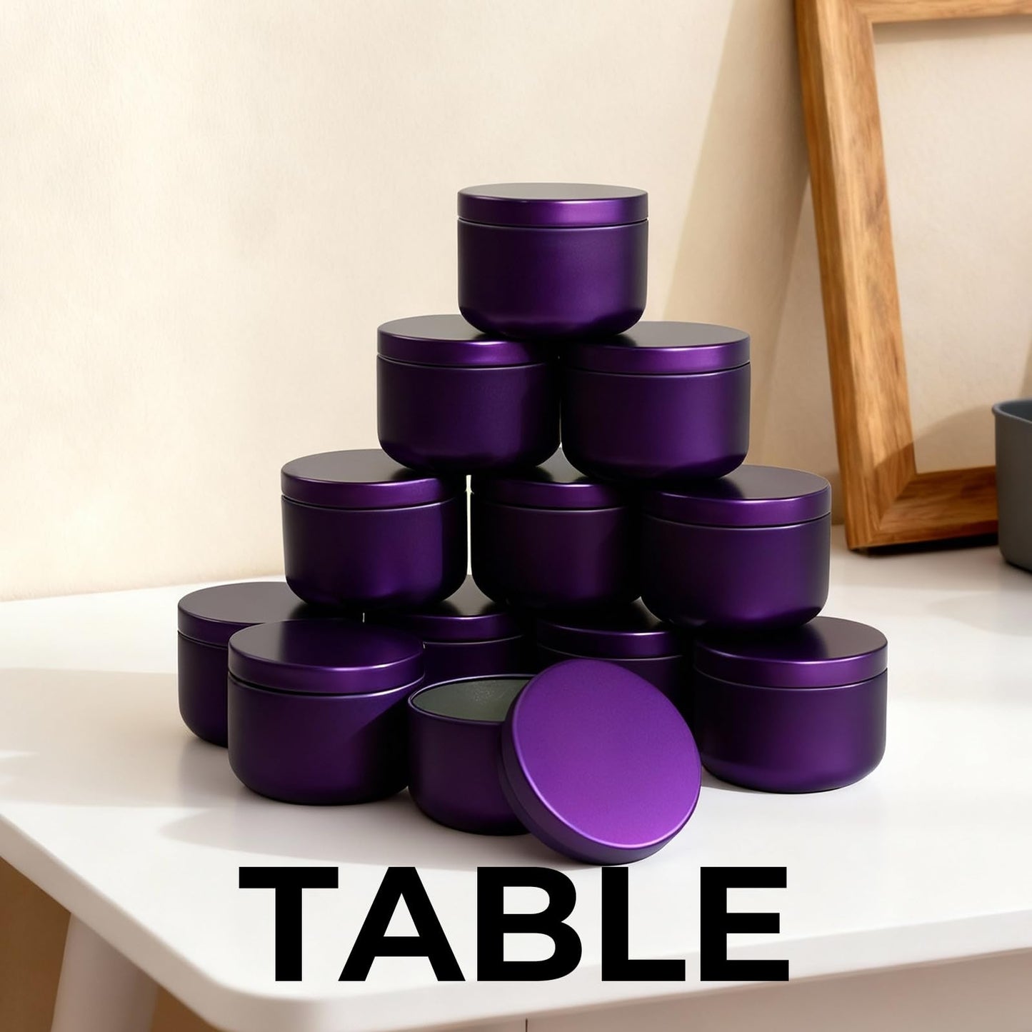 12Pack 3oz Candle Tins with Lids,Round Metal Candle Jars for Candle Making,Bulk Empty Tins Containers for DIY Crafts Christmas Gifts Small Business Supplies–Airtight Storage Jars (Purple)
