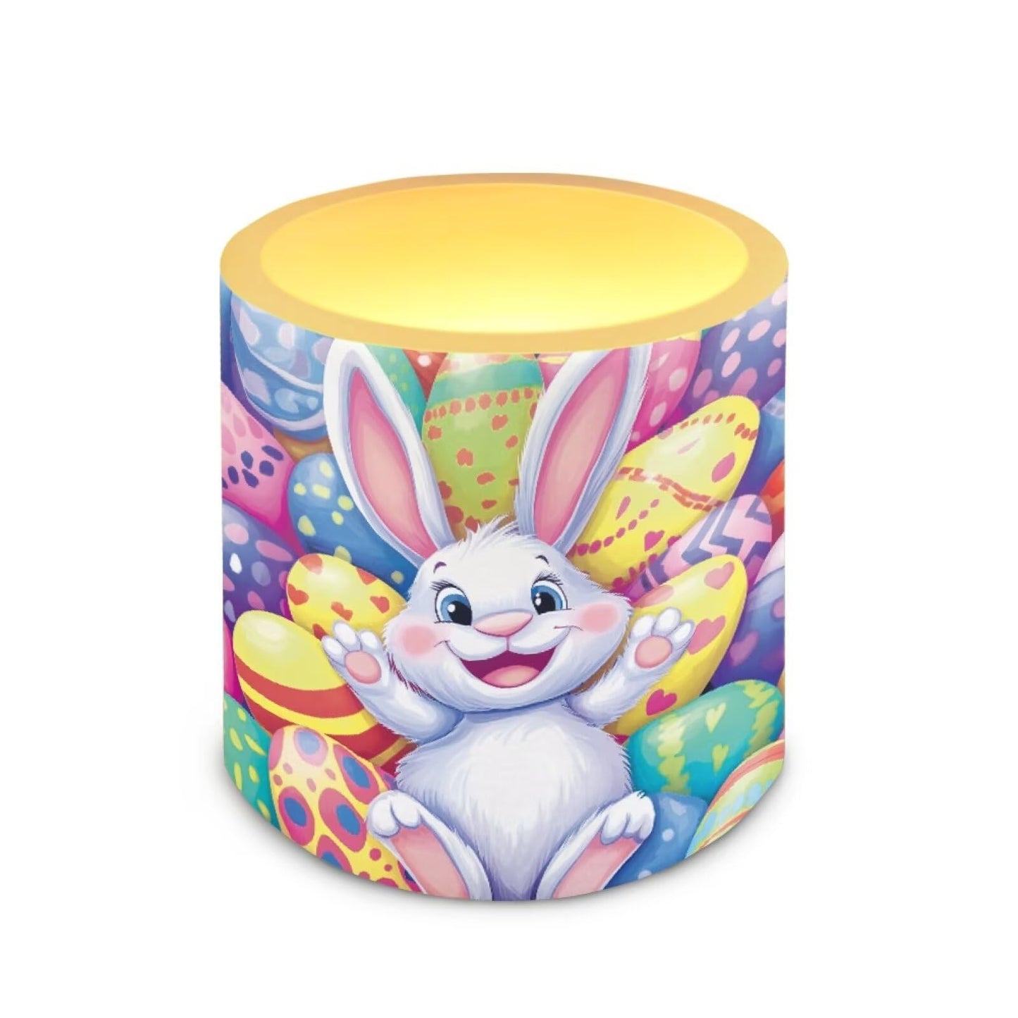 Merkmak 4 Pack Easter Day Flickering Flameless Candles with Timers Battery Operated LED Candles with Remote Tea Lights for Party Decorations, Cartoon Easter Egg Bunny
