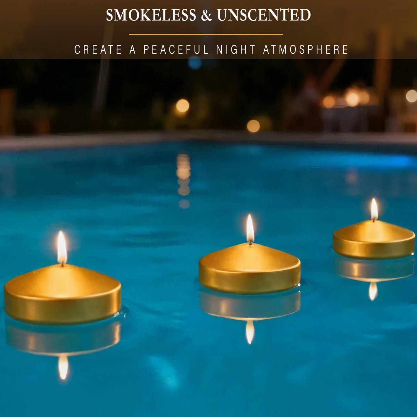3 inch Floating Candles 36 Packs Gold Floating Candle for Centerpieces 8-9 Hours Floating Candles 3” Water Candles for Cylinder Vases, Pool, Wedding, Mother's Day