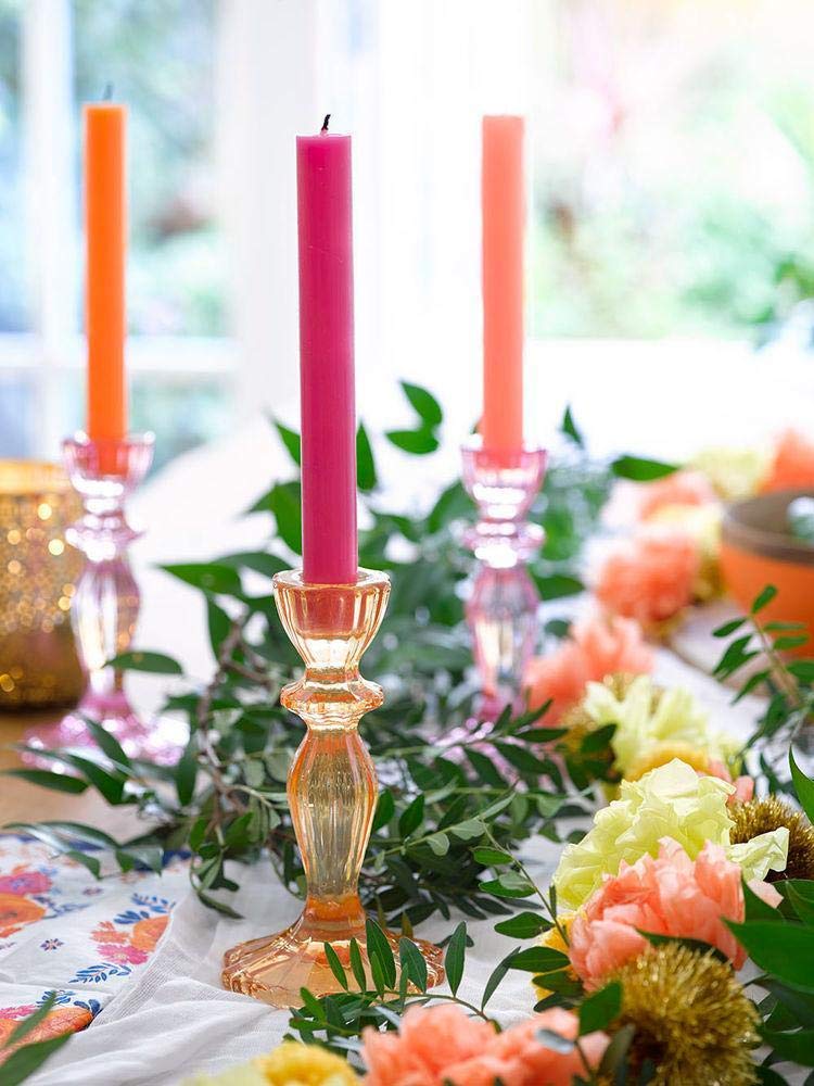 Talking Tables Boho Orange Glass Candlestick Holder, One Size,Glass Candle Holder Large