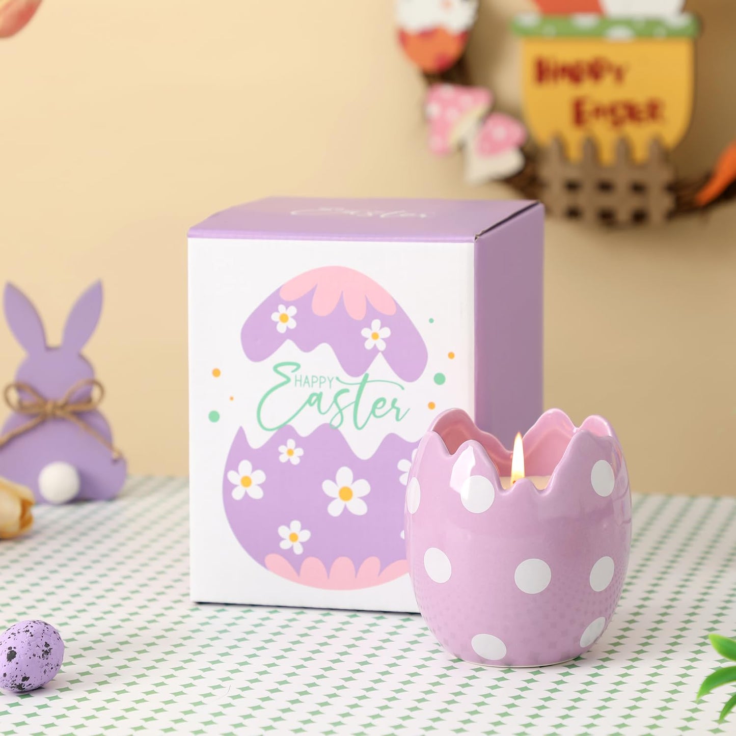 Easter Eggs Scented Candle, Lavender Scented Candle, Easter Decorations, Easter Gifts for Women,Purple,8.5oz