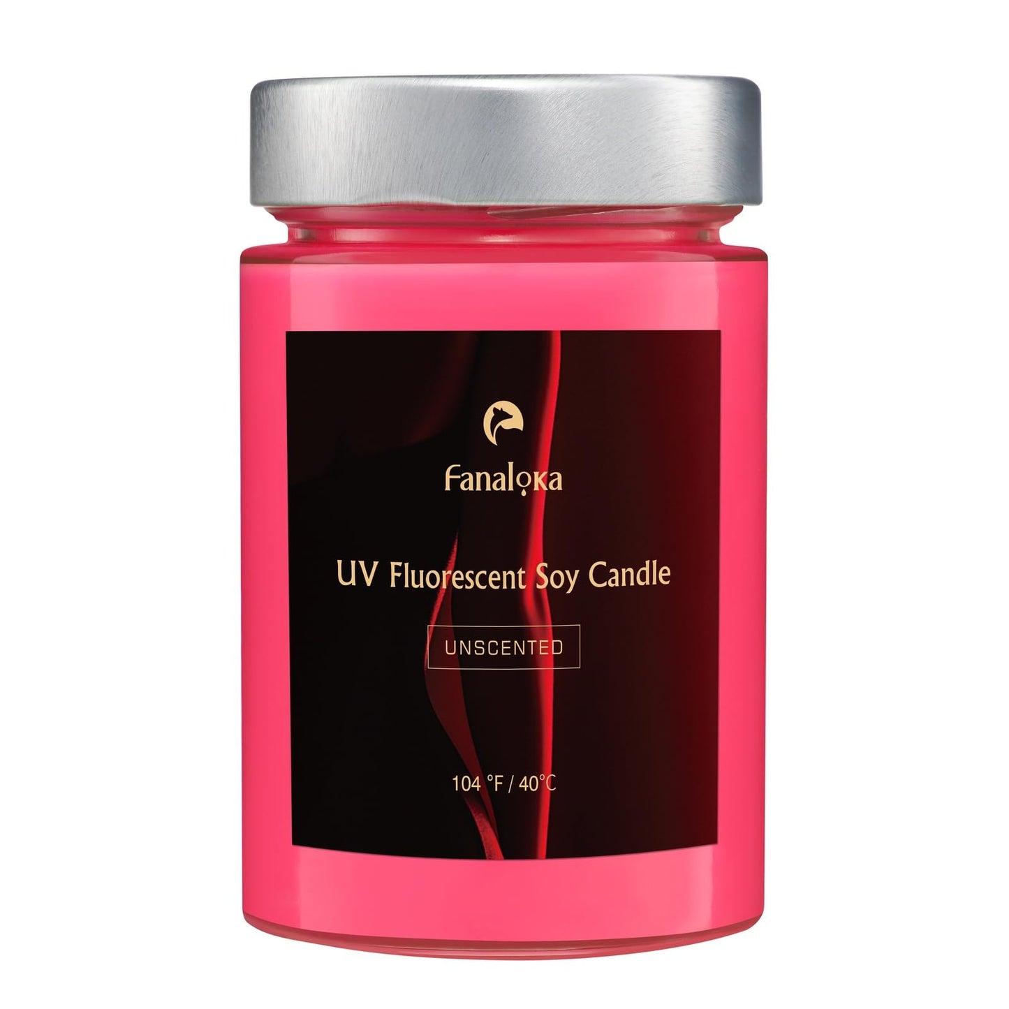 UV Fluorescent Soy Wax Low Temperature Candles, Low Heat Body Safe Candle for Night Party, Unscented, 104 °F (40°C), 11 oz (310g) (red)
