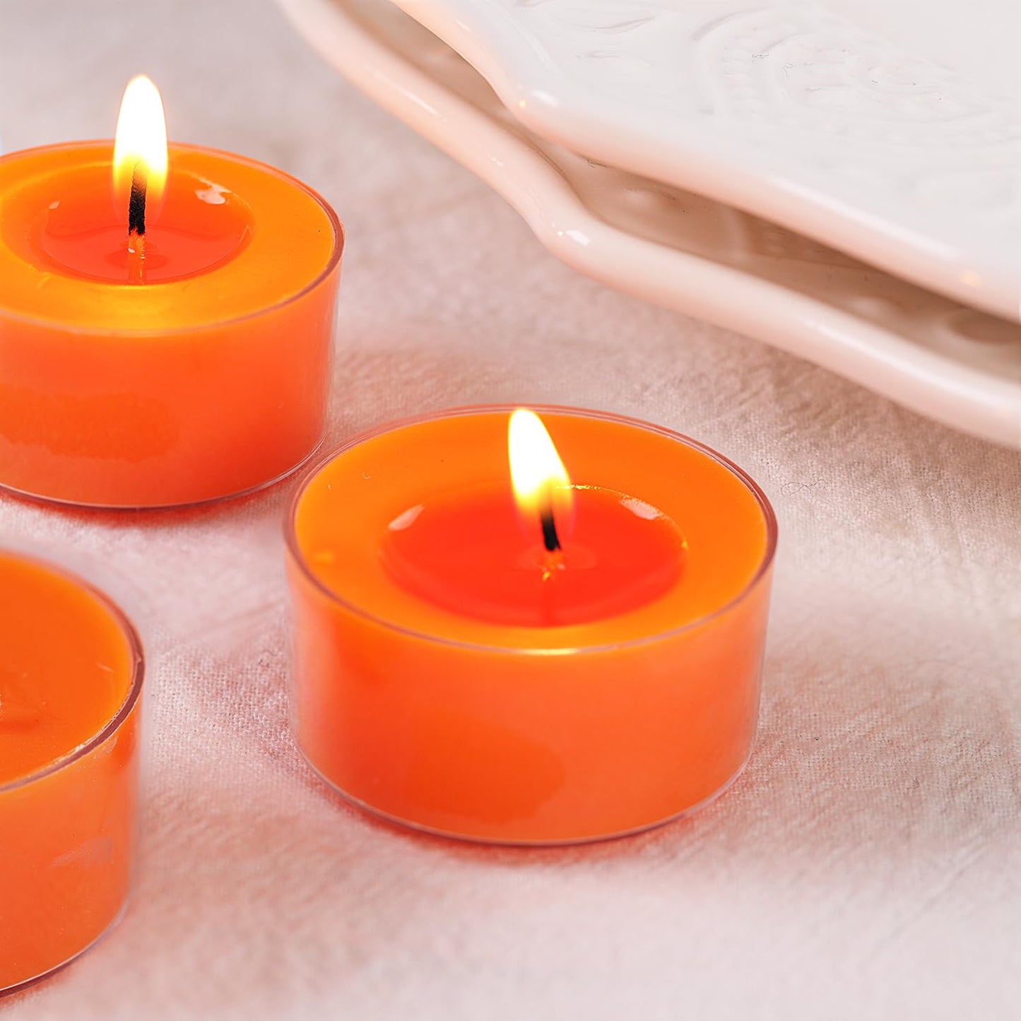 Pumpkin Cinnamon Scented Tealight Candles – 14 Pack, 100% Pure Palm Wax, 6-Hour Burn, Orange Scented Candles for Fall Decor, Thanksgiving, Halloween, Cozy Ambiance