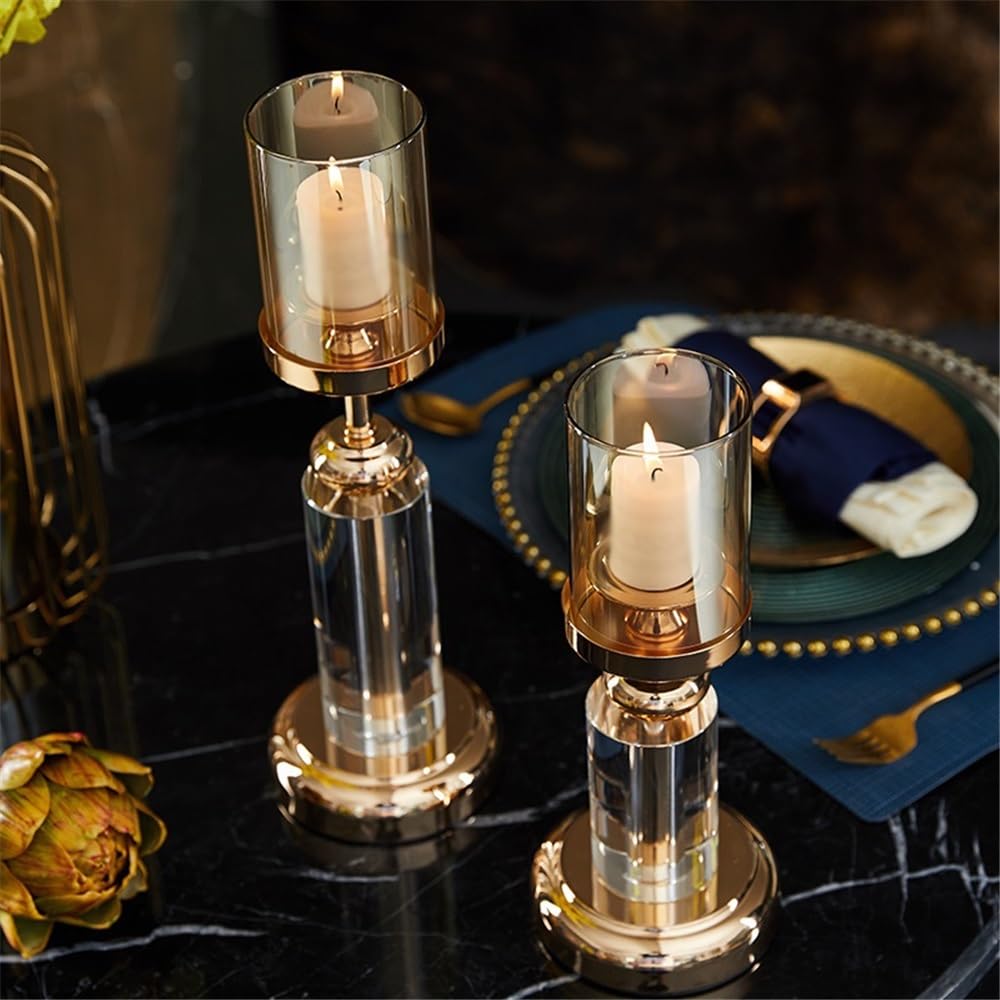 YUHUAWF Candle Holderss Light Luxury Crystal Glass Candlestick Living Room Porch Decoration Home Dining Table Candle Holder Decorative Candlestick