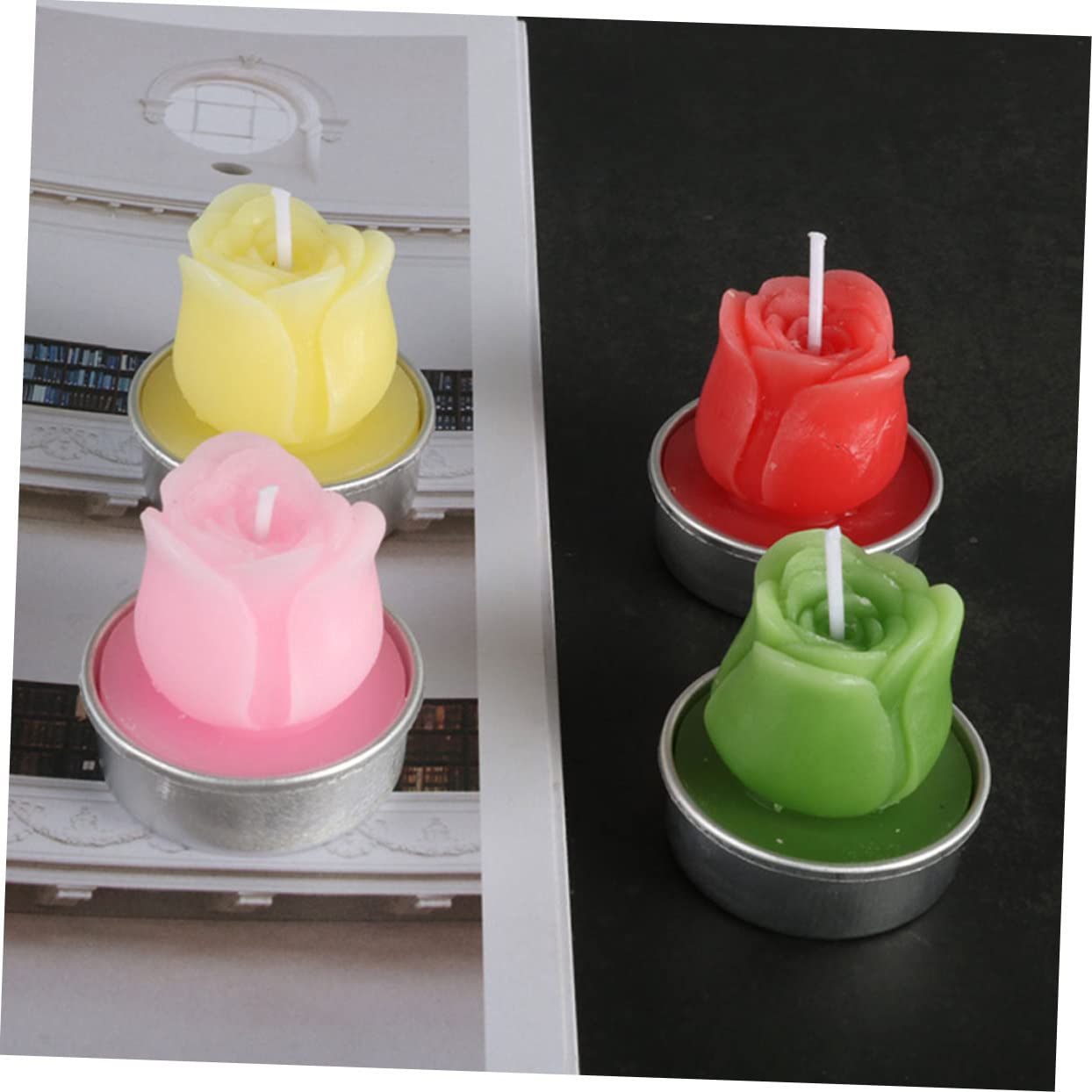 STOBAZA 12pcs Romantic Rose Shape Candles for Valentine's Day Decoration Red Paraffin Wax Candles Party Supplies for Home and Wedding Ambiance