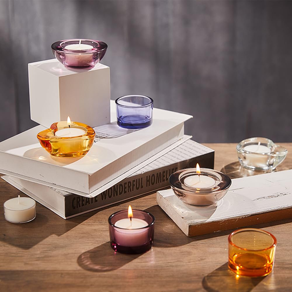 Elivia Clear Tealight Candle Holders - Set of 18, Round Glass Candle Holder, 2" Diameter - CH03