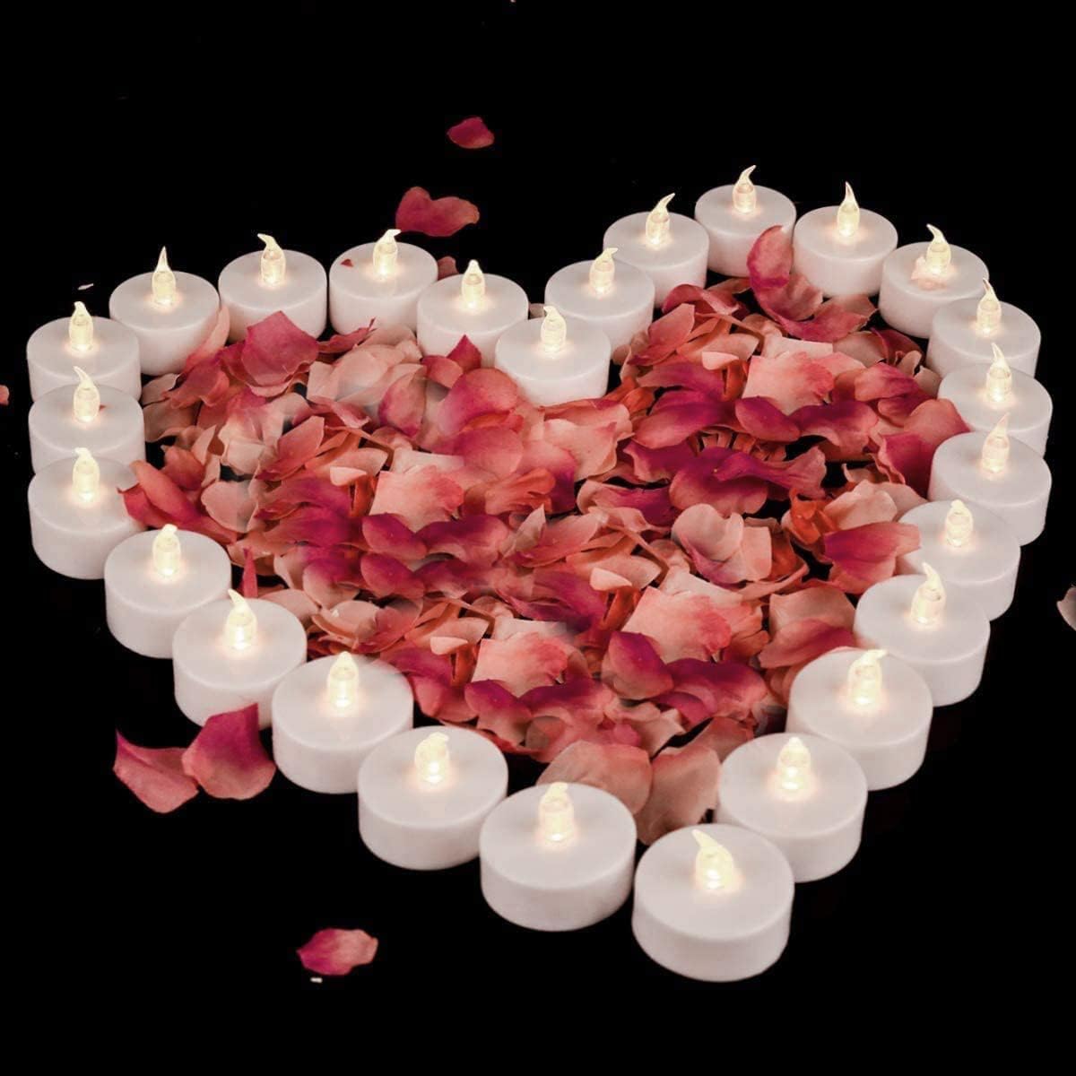 Baikaraer Battery Operated Tea Lights Candles,Flameless Led Electric Fake Candle, 50 Pack Realistic Flickering Votive Tealights, Long Lasting 200+Hours,for Wedding Party Home Decoration (Warm White)