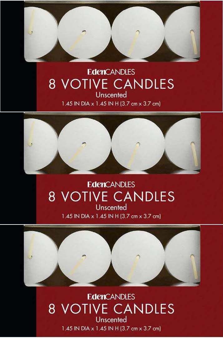 Votive Candles Premium Quality - White Set of 24 in Three Packs of 8