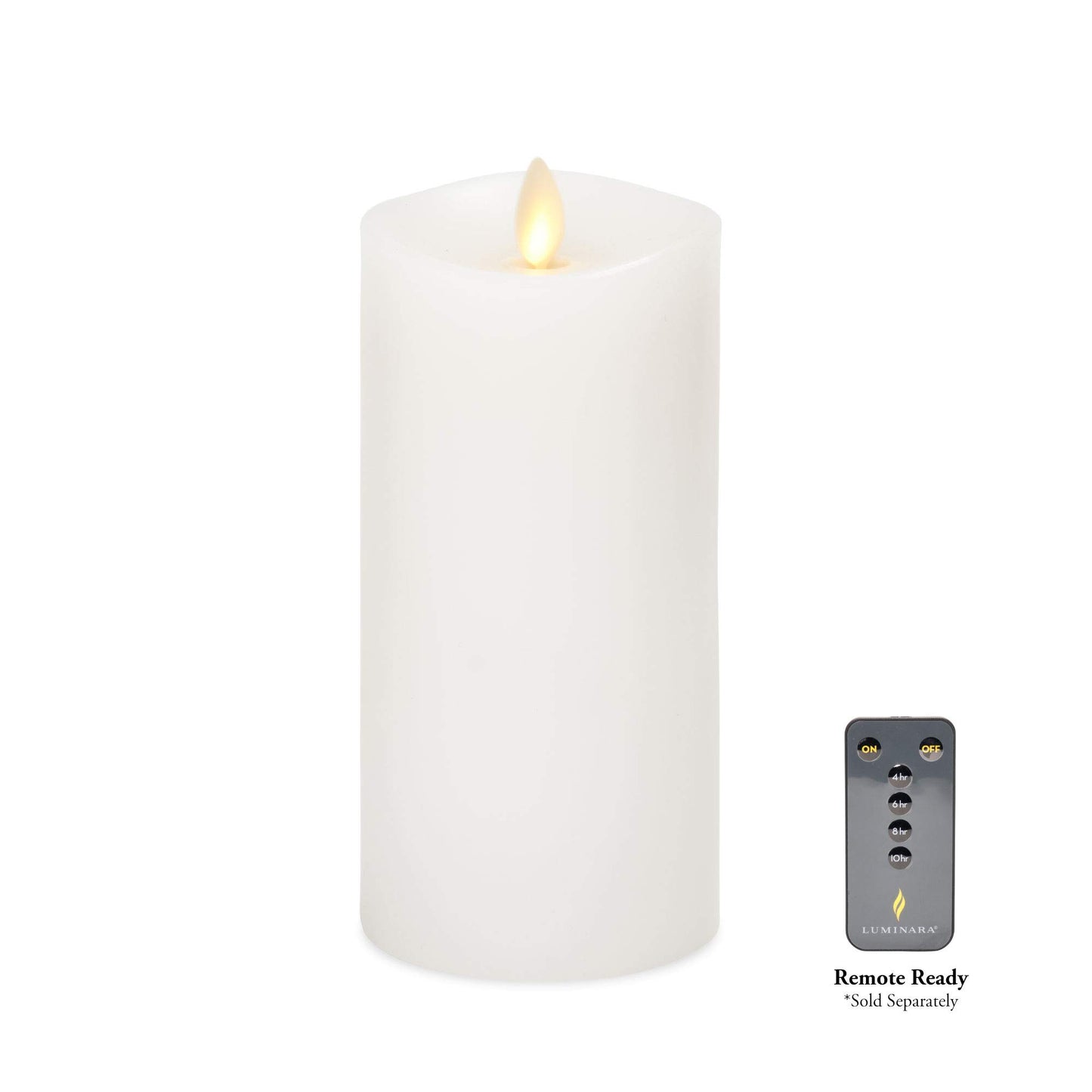 Luminara Flameless Slim Pillar Candle, Flickering Real Flame Effect, Melted Edge, Smooth Wax, Unscented, White, Real Wax, LED Battery Operated