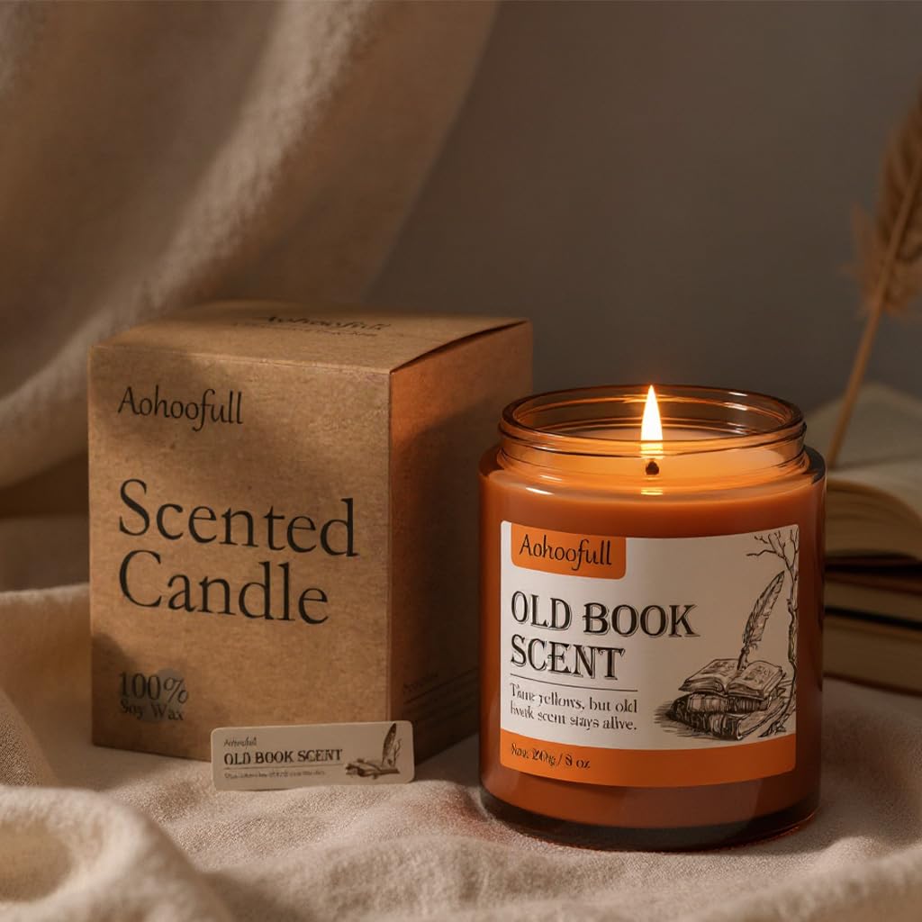 Aohoofull Scented Candles Gifts for Book Lovers,Soy Wax Candles,Inspired Gift Ideas for Readers,Women, Bookworm, Librarian, Men, Friend