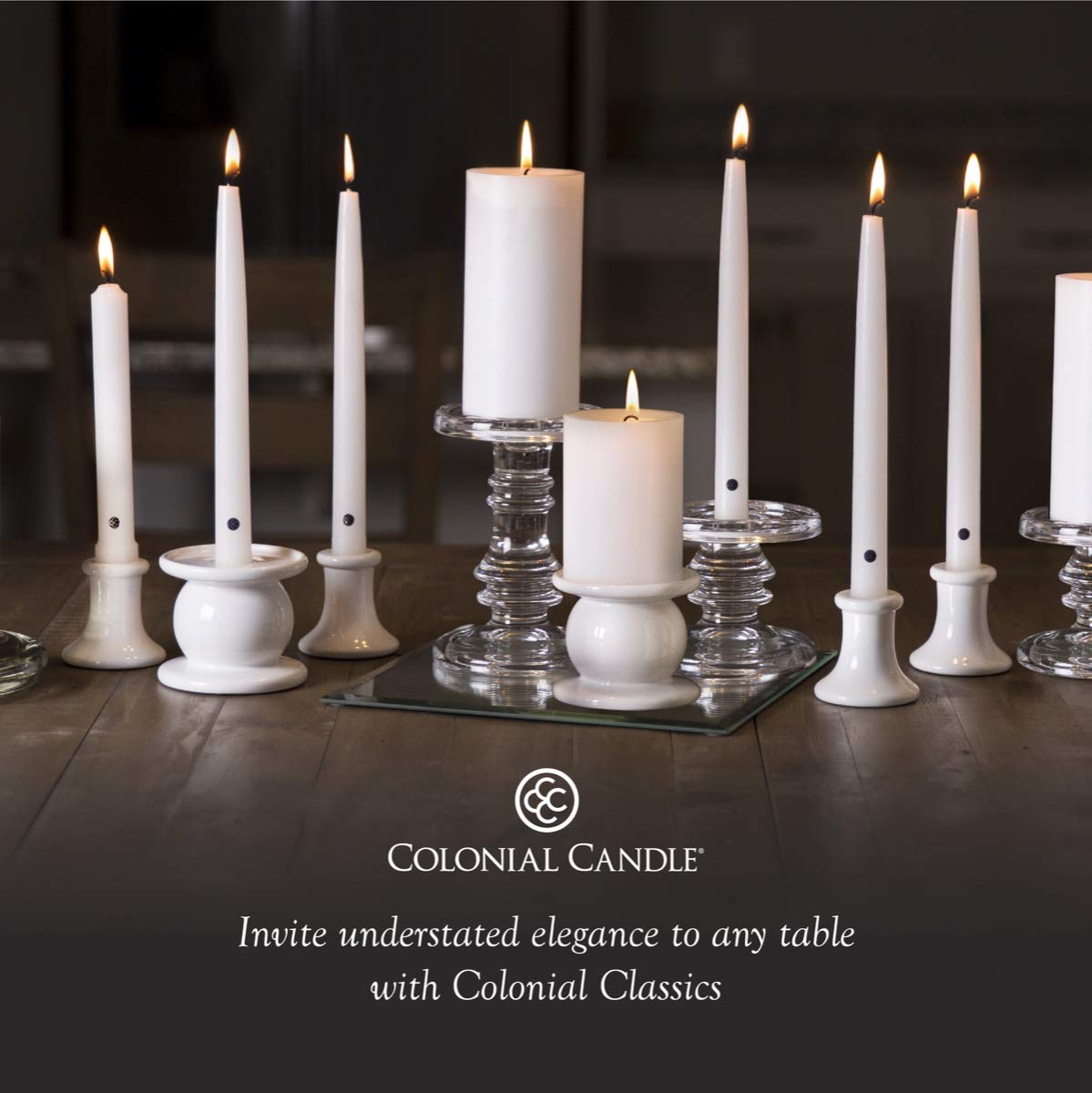 Colonial Candle Unscented Taper Candle, Classic Collection, Coastal Blue, 10 in, Pack of 12 - Up to 8 Hours Burn