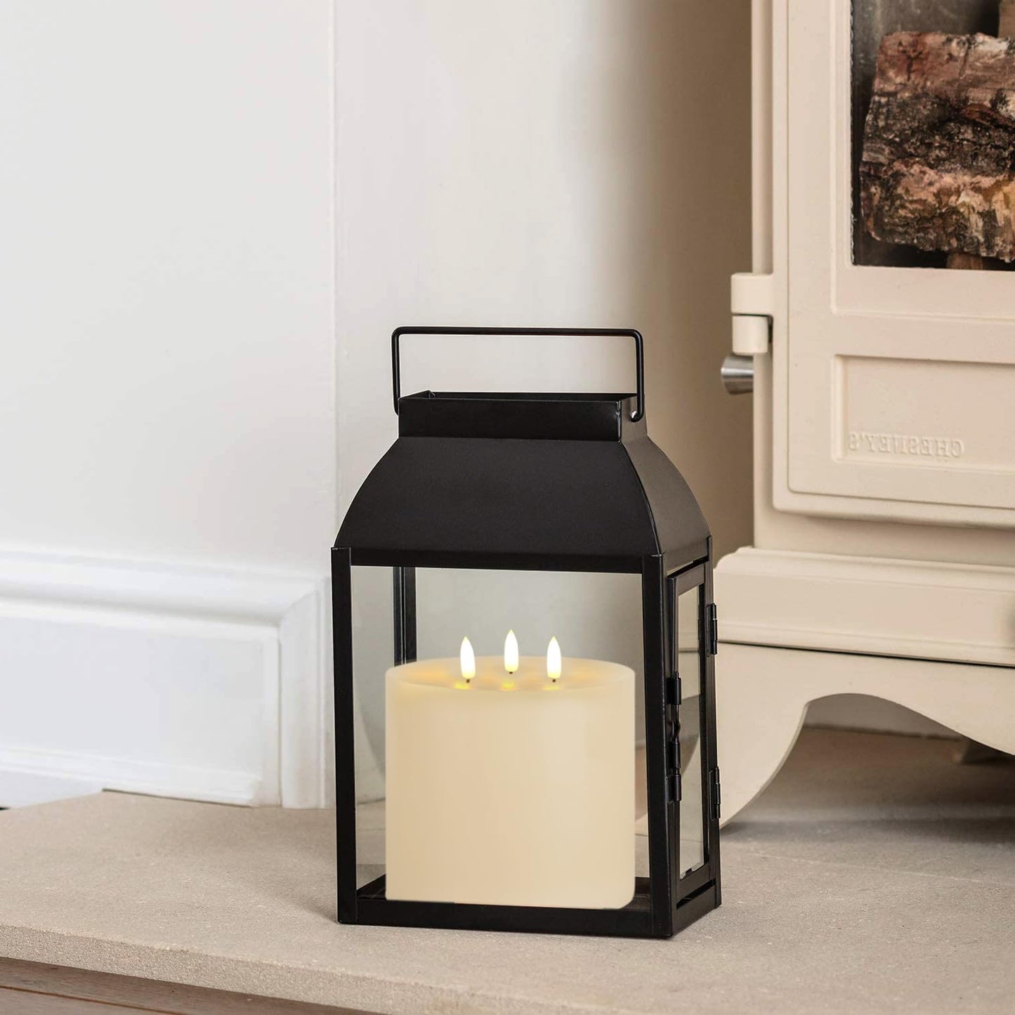 Amagic 6"x6" Extra Large Flameless Candles with 3 Wicks, Battery Operated Candles with Remote Control and Timers, 6 inch Diameter LED Pillar Candles, Real Wax, Ivory