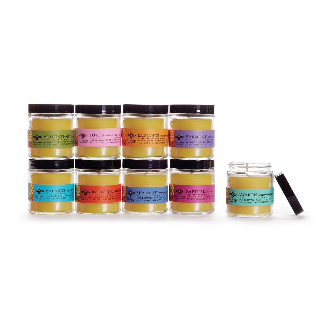 Big Dipper Wax Works Beeswax Aromatherapy Candle – Harmony - Pure Lavender, 3.2 oz Apothecary Glass, 2" x 2.5" – Natural Relaxing Scent, Clean 20 Hour Burn, Eco-Friendly & Hand-Poured