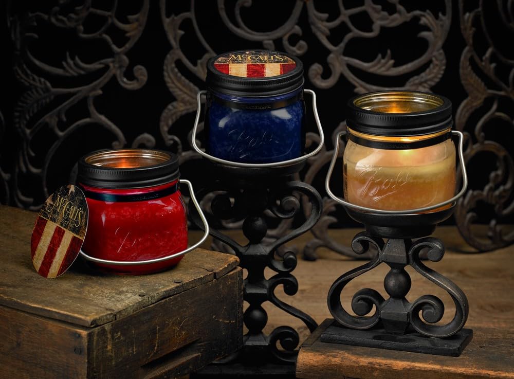 McCall’s Candles | Raw Cotton | 16 oz Two-Wick Scented Candle | USA-Poured | Vintage Mason Jar with Carrying Handle | Clean Linen, Birchwood & Lily Fragrance