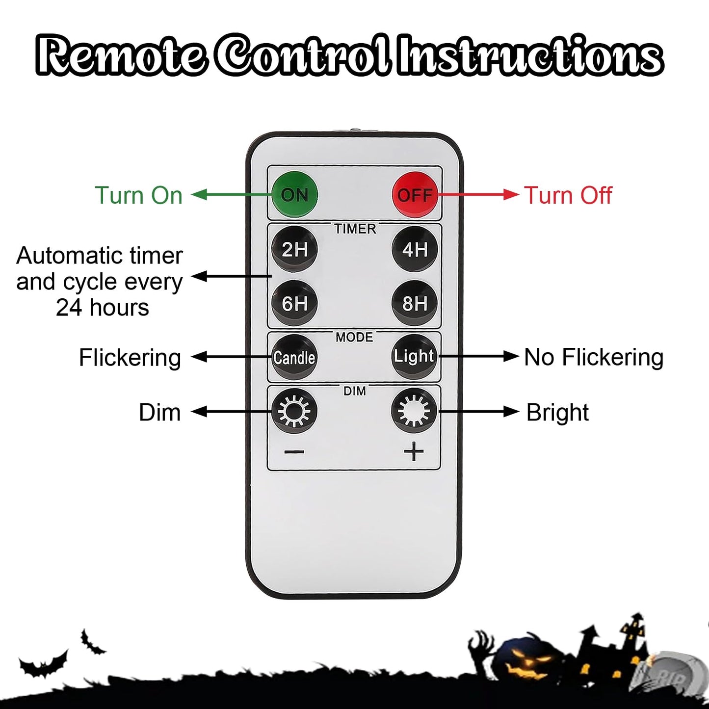 ilifemate Halloween Ghost Candle Lights 2 Pack with Remote, Battery Operated LED Flameless Candle Ghosts with Timer, Spooky Halloween Decorations for Indoor Outdoor Table, Mantel & Party Decor