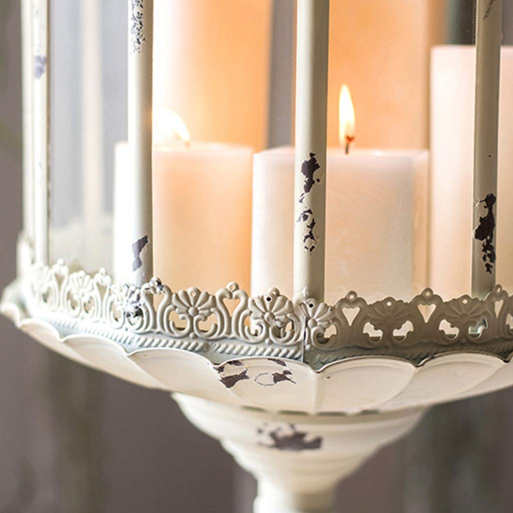 XILIN-1987 Candle Holderss French Hanging Candle Holder Iron Glass Candlestick Retro Dining Table Home Furnishings Decorative Candlestick