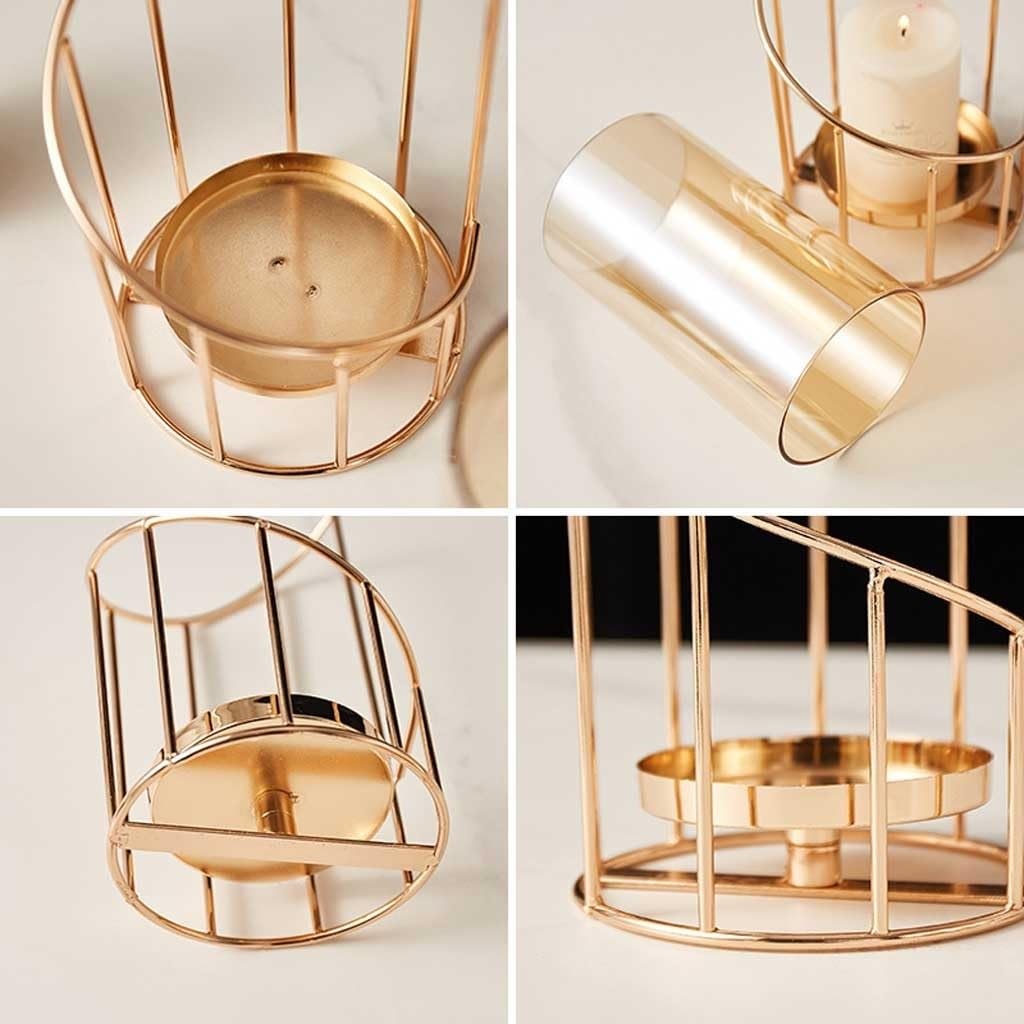 Candlestick Holder Golden Metal Candle Holder Multifunctional Glass Vase Glass Candle Holder Table Decoration Candle Modern Home Decoration Candle Holders (Size : Small)