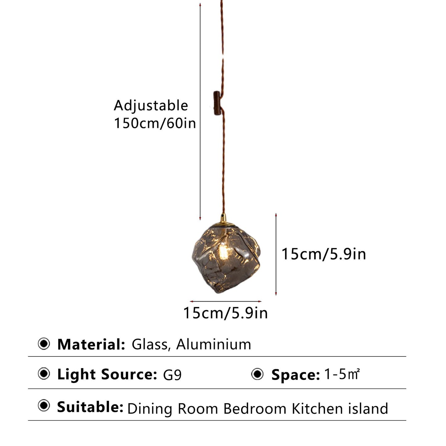 Chandelier, Artistic 60in Adjustable Pendant Light V-intage Design Ornamental Chandelier Modern Creative Glass Coloured Hanging Lamp Suitable for Bedroom Living Room Dining Lighting Fixtures