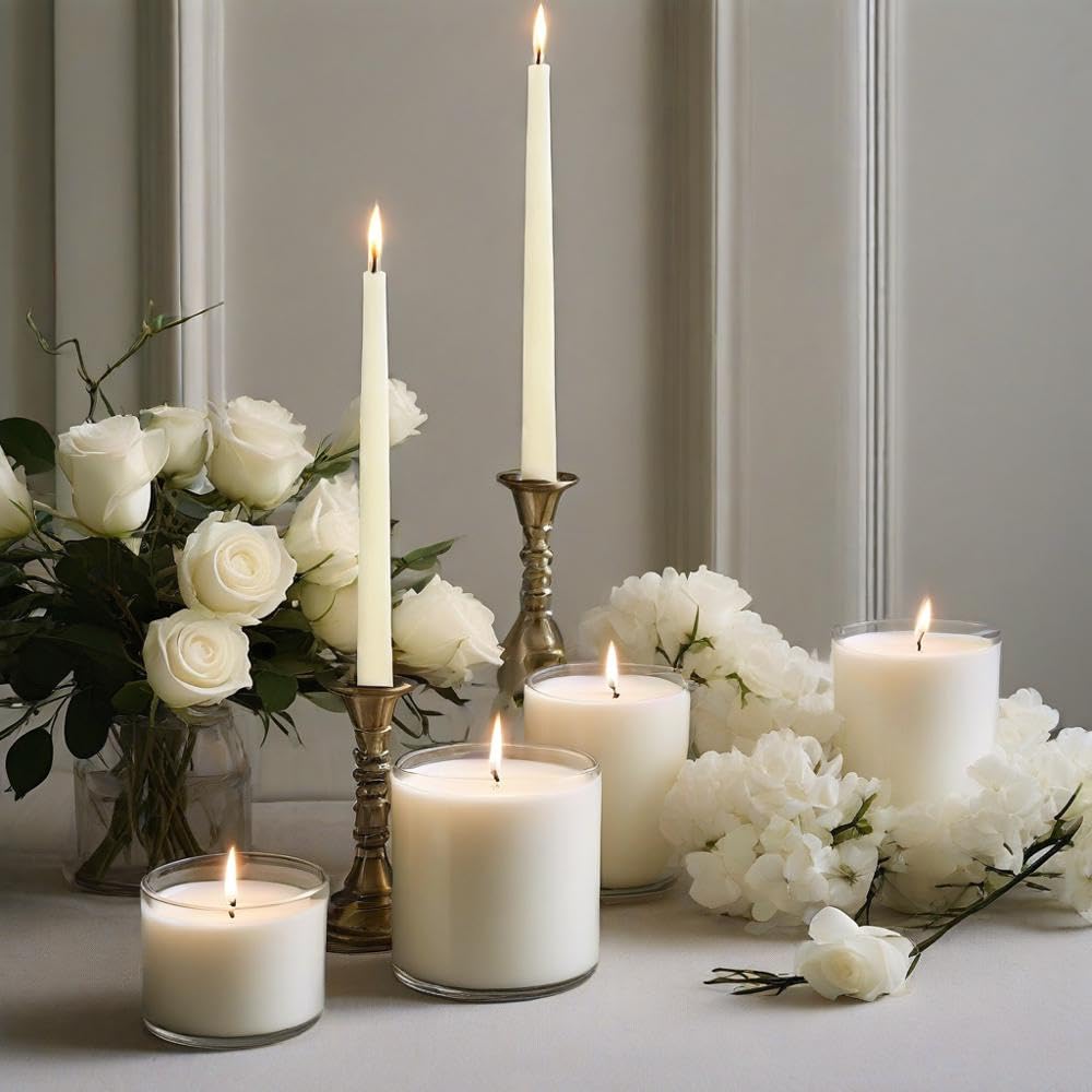 Ivory Taper Candles 4 PCS Vanilla Cream Scented Candles 10 inch Long Candlesticks for Wedding Festiva Dinner Decor