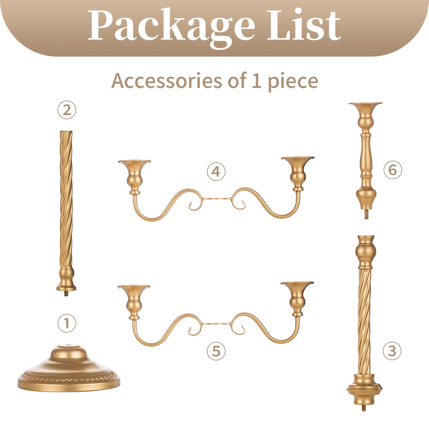 Sziqiqi Gold Floor Candelabra Candle Holder for Centerpiece - Tall 5 Arm Candlesticks Holders Metal Taper Candle Holder for Table Floral Centerpieces for Wedding Party Banquet