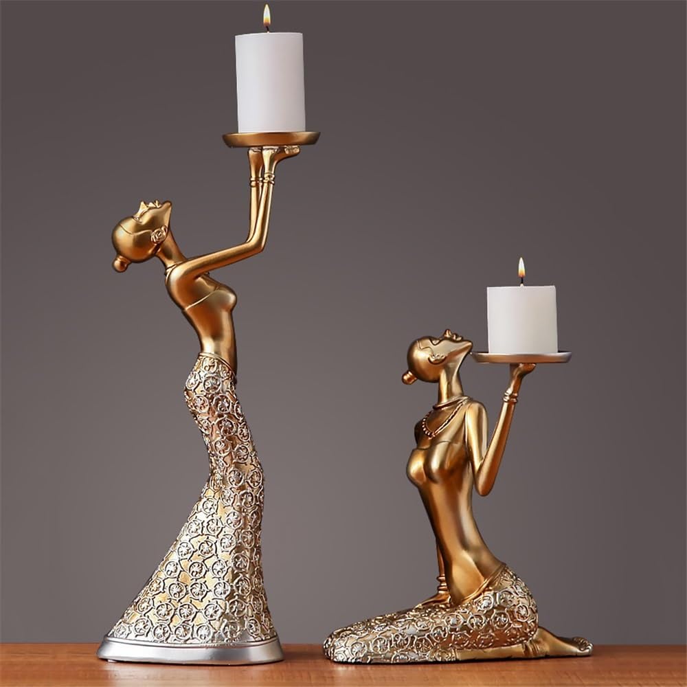 Candlesticks A Pair of Creative Candle Holders Ornaments Modern Simple Candle Holder Dining Table Home Decoration Ornaments Decorative Candlestick (Silver, Small)