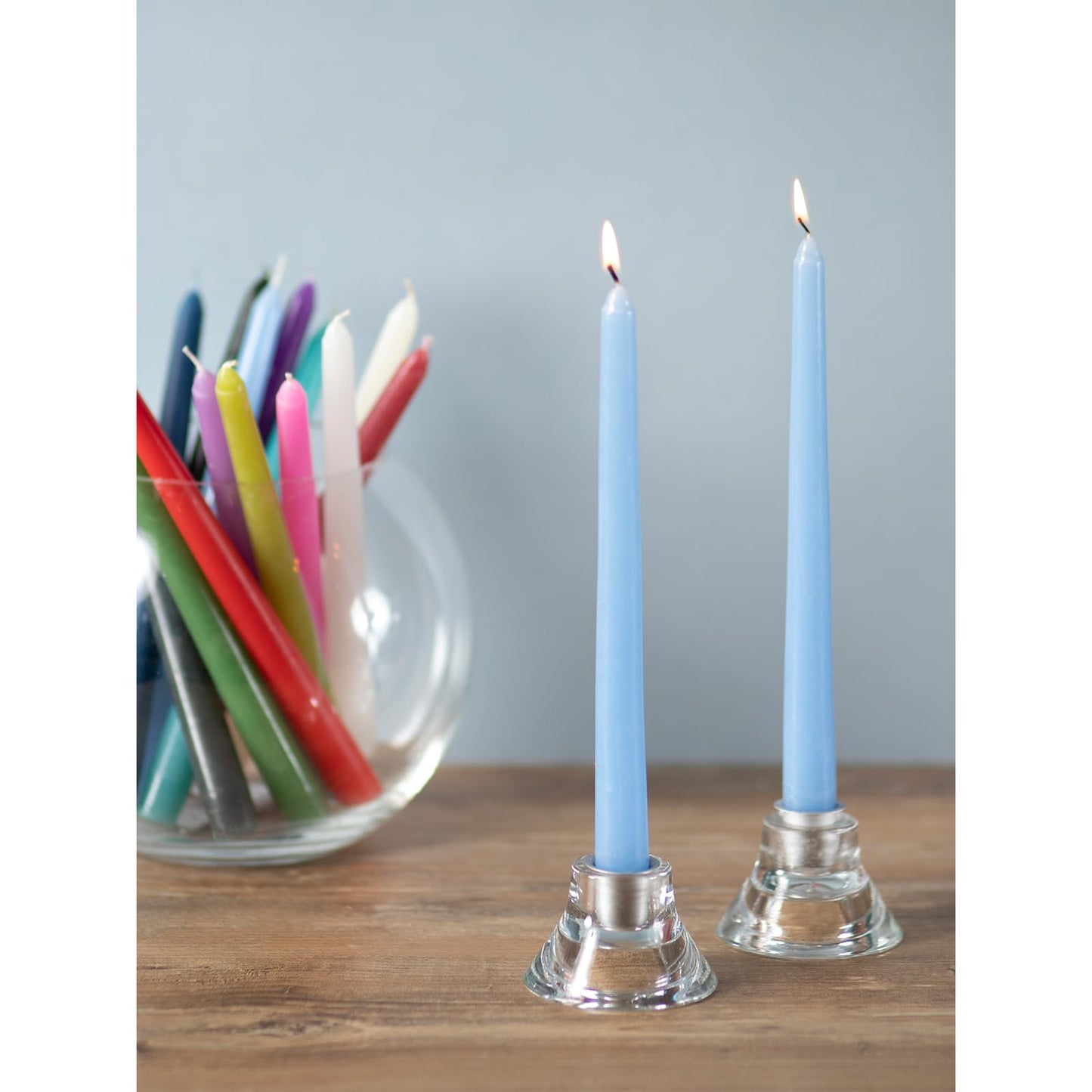 CANDWAX 8 inch Light Blue Taper Candles Set of 4 - Unscented Smokeless Dripless Tapers for Dinner Table, Home Decor, Easter Decor, Party, Wedding and Ordinary Dinners - Spring Candles